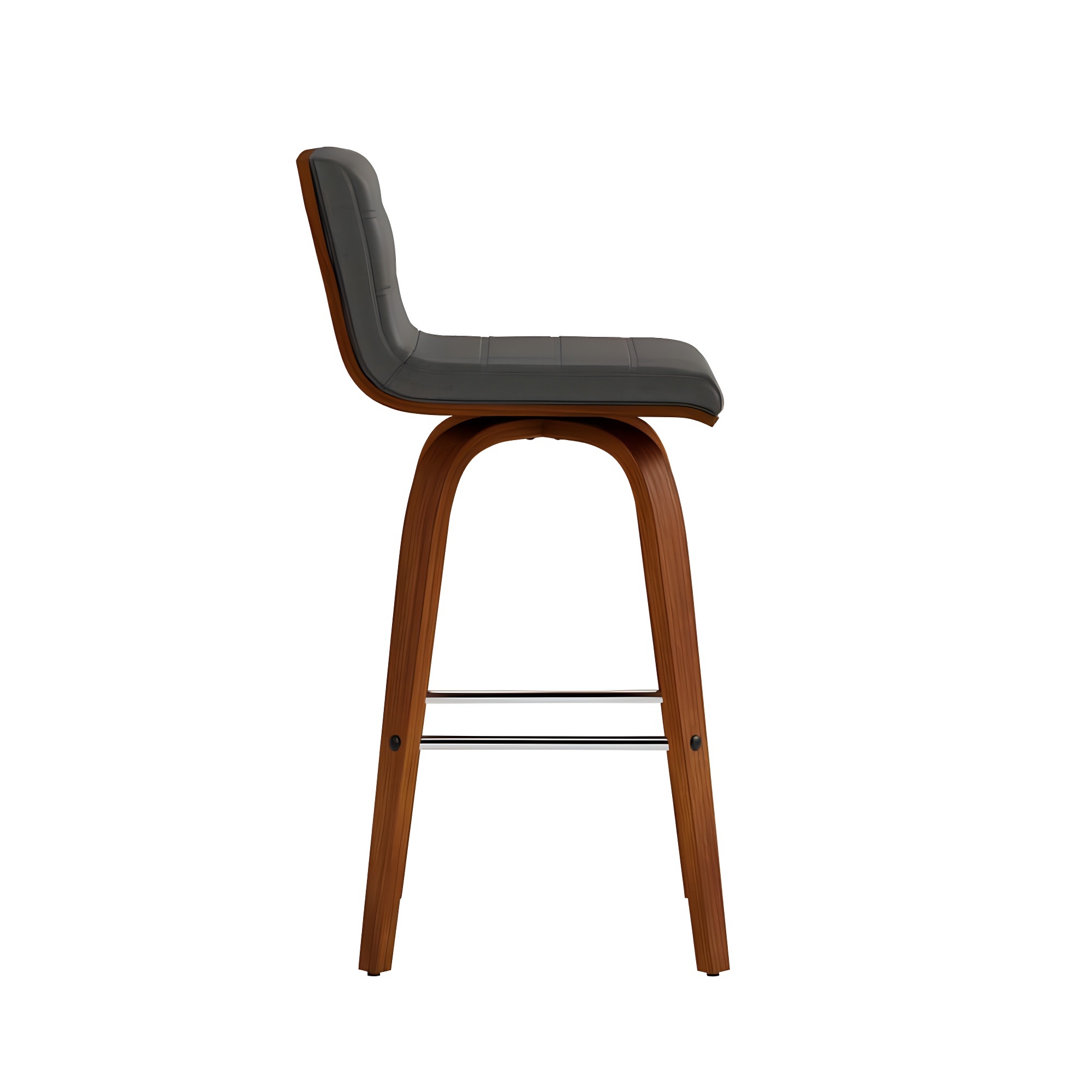 Vienna 26" Swivel Counter Stool in Walnut Wood Finish with Gray Faux Leather
