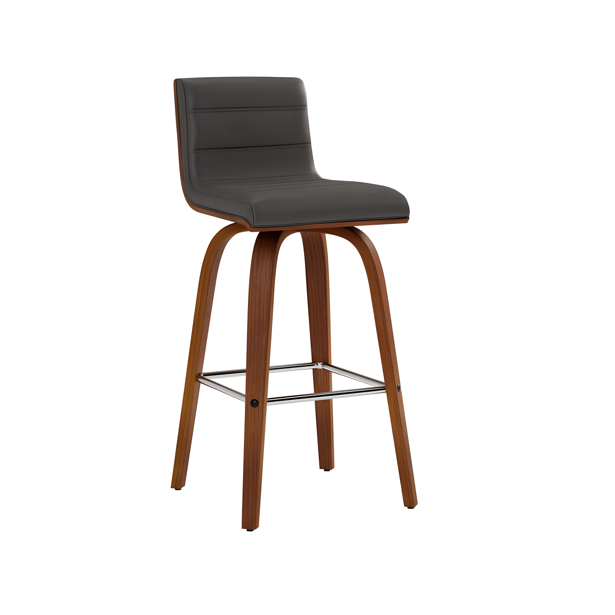Vienna 26" Swivel Counter Stool in Walnut Wood Finish with Gray Faux Leather