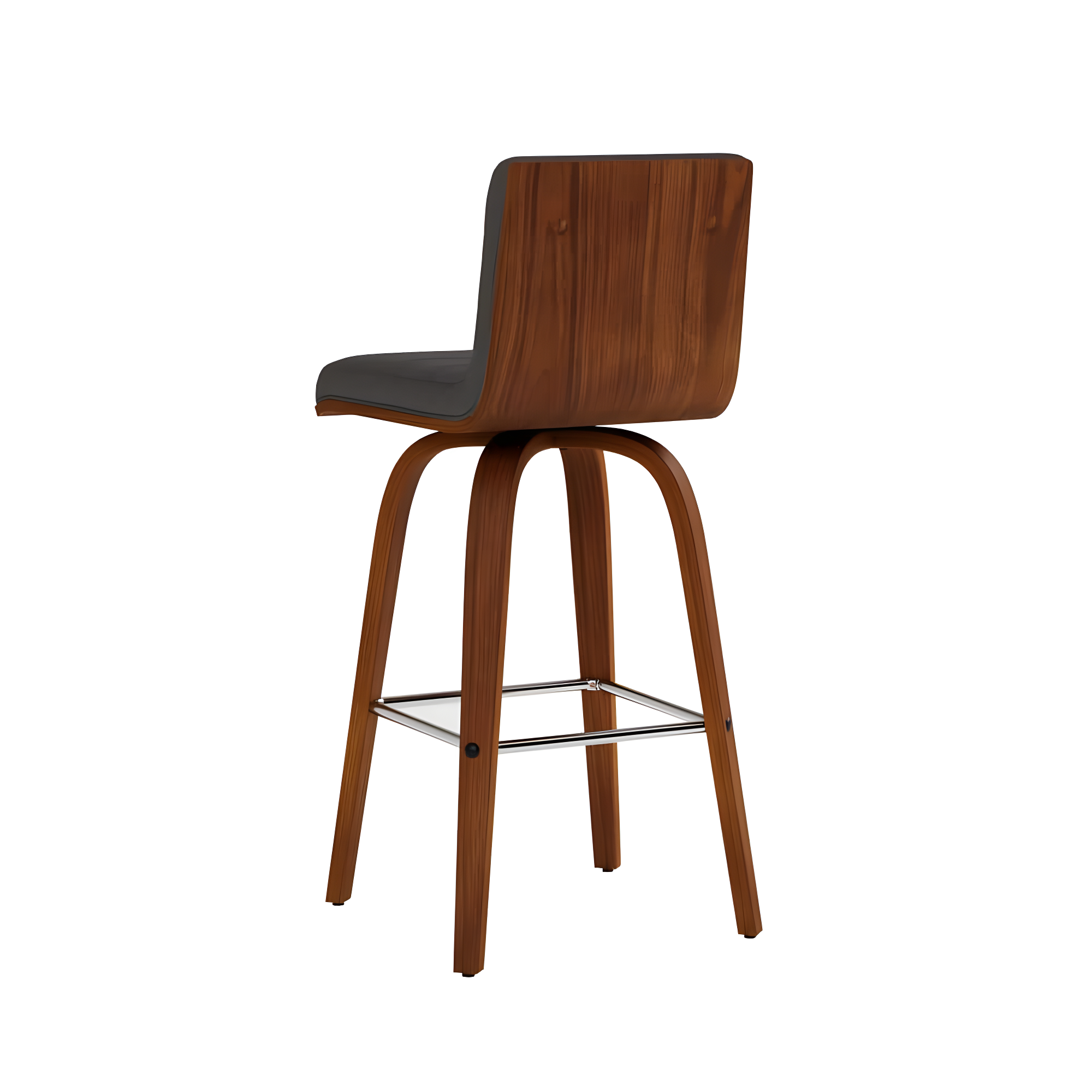 Vienna 26" Swivel Counter Stool in Walnut Wood Finish with Gray Faux Leather