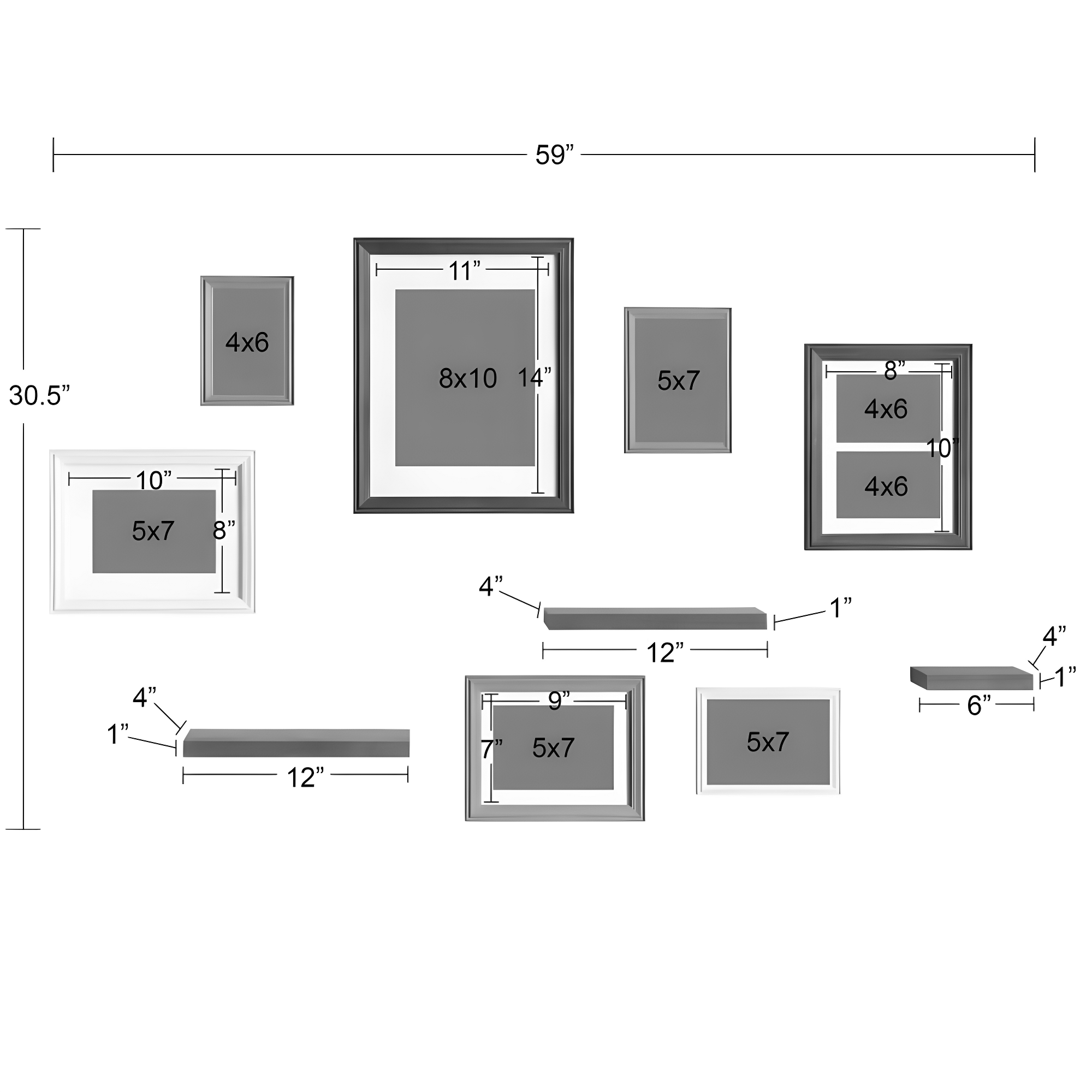 10pc Bordeaux Frame Box Set White - Kate & Laurel All Things Decor