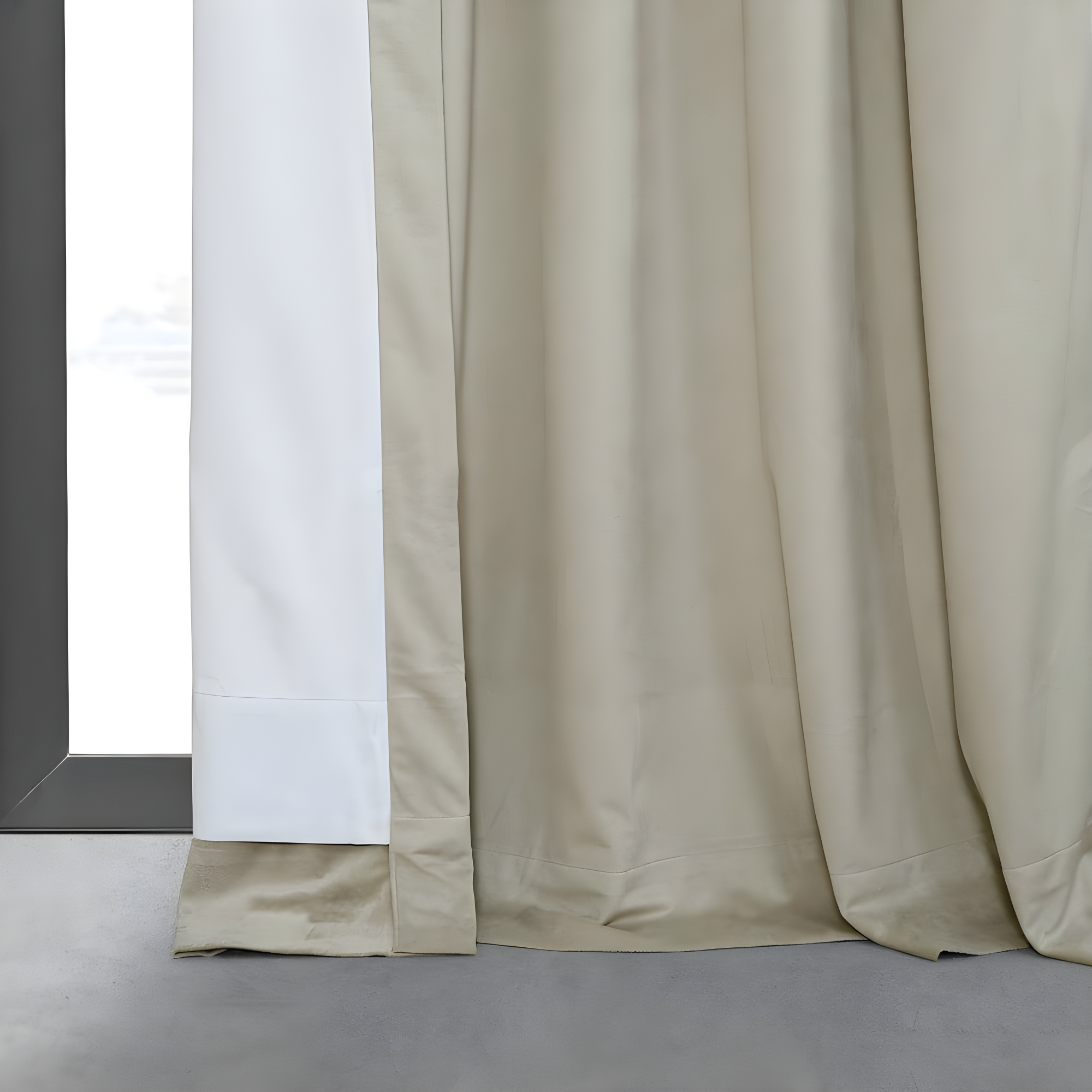 Exclusive Fabrics  Signature Pleated Blackout Velvet Curtain (1 Panel) Cool Beige 25 X 84 84 Inches