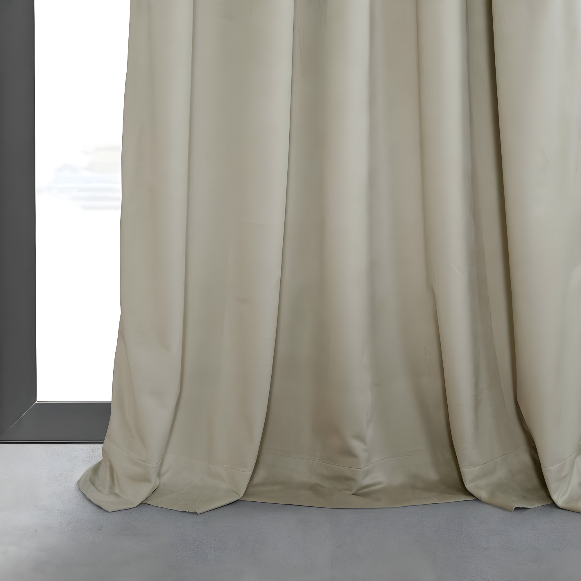 Exclusive Fabrics  Signature Pleated Blackout Velvet Curtain (1 Panel) Cool Beige 25 X 84 84 Inches