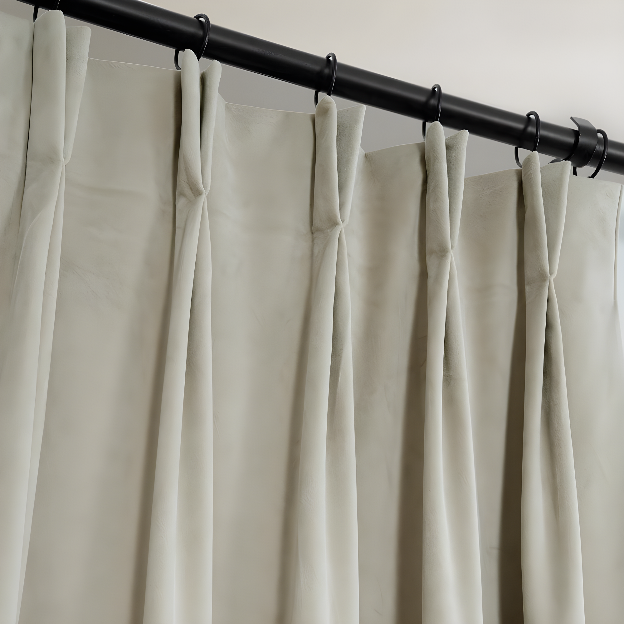 Exclusive Fabrics  Signature Pleated Blackout Velvet Curtain (1 Panel) Cool Beige 25 X 84 84 Inches