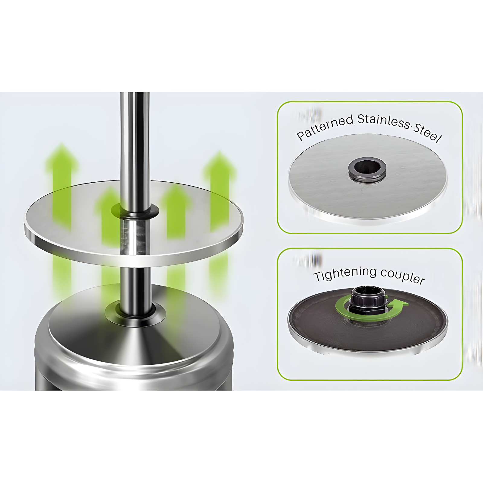 Fire Sense Fire Sense Adjustable Table for Patio Heater Stainless Steel Construction, Fits heaters with 2-1/2” Diameter Posts-16" Diameter