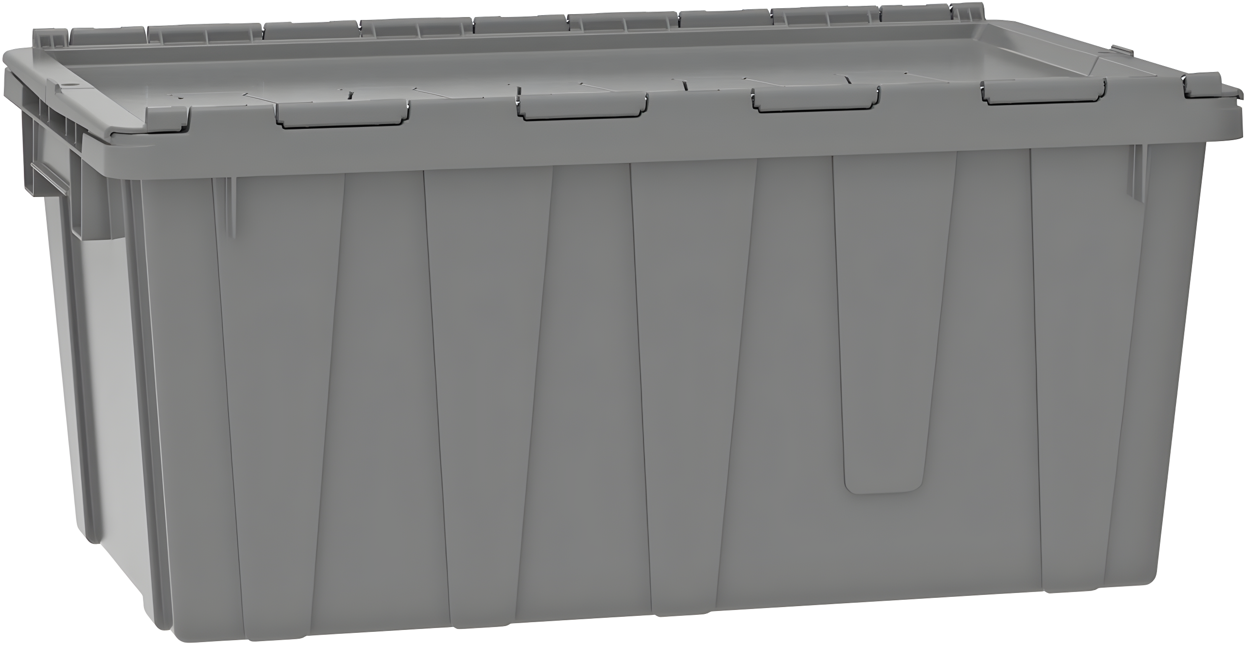 Gray Industrial Plastic Stackable Storage Tote with Lid