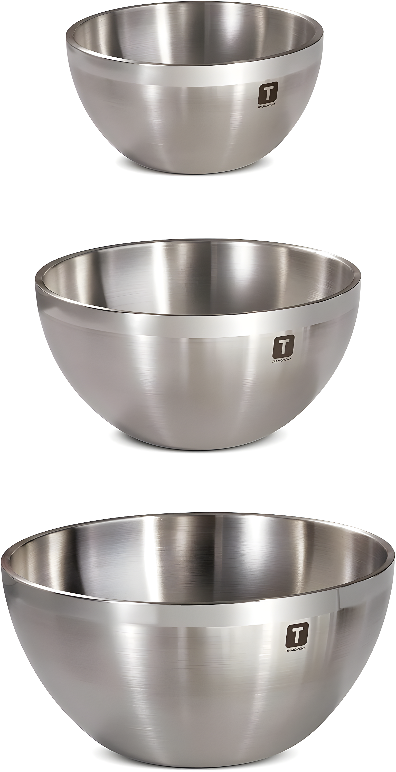 Tramontina Gourmet Double-Wall 3 Piece Stainless Steel Mixing Bowl Set
