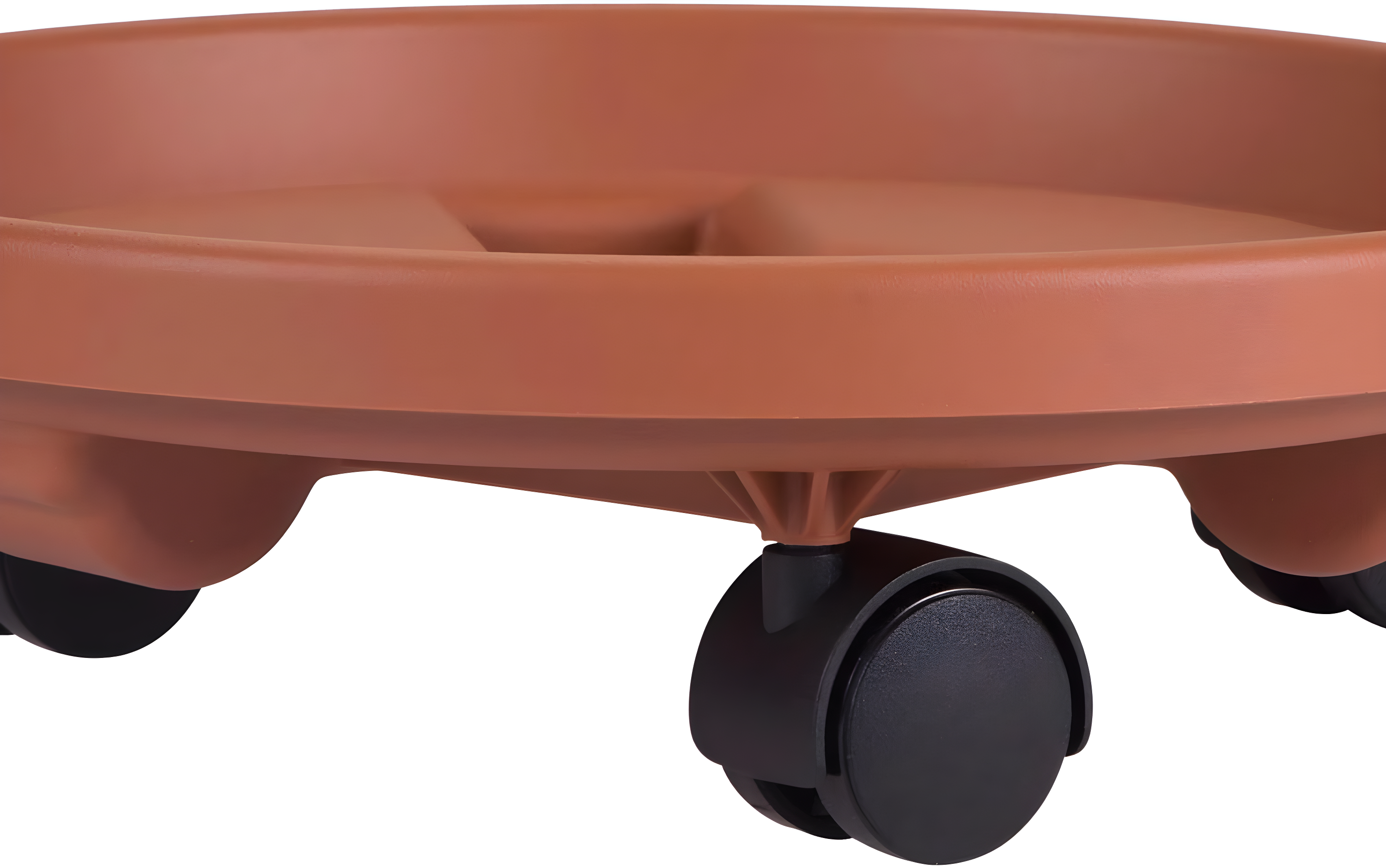 13.86" Plant Stand Caddy with Wheels and Saucer Tray Terracotta - Bloem