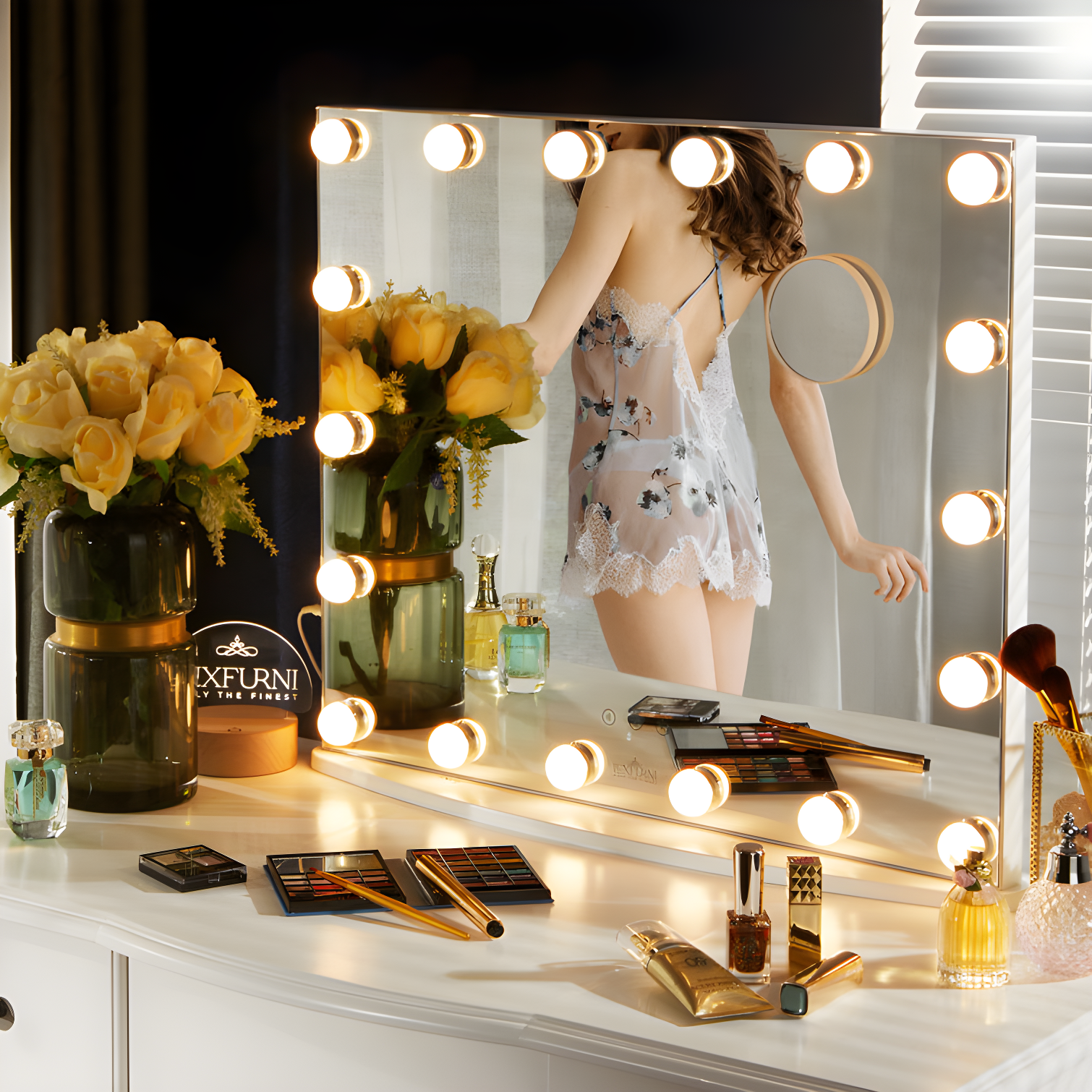 LUXFURNI Flat LED Floor Mirror
