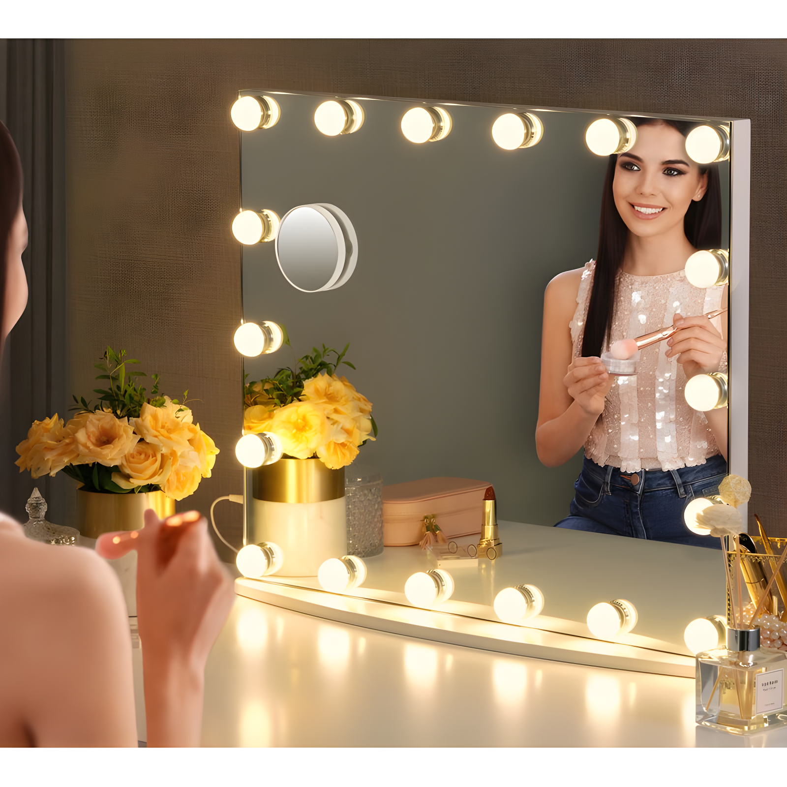 LUXFURNI Flat LED Floor Mirror