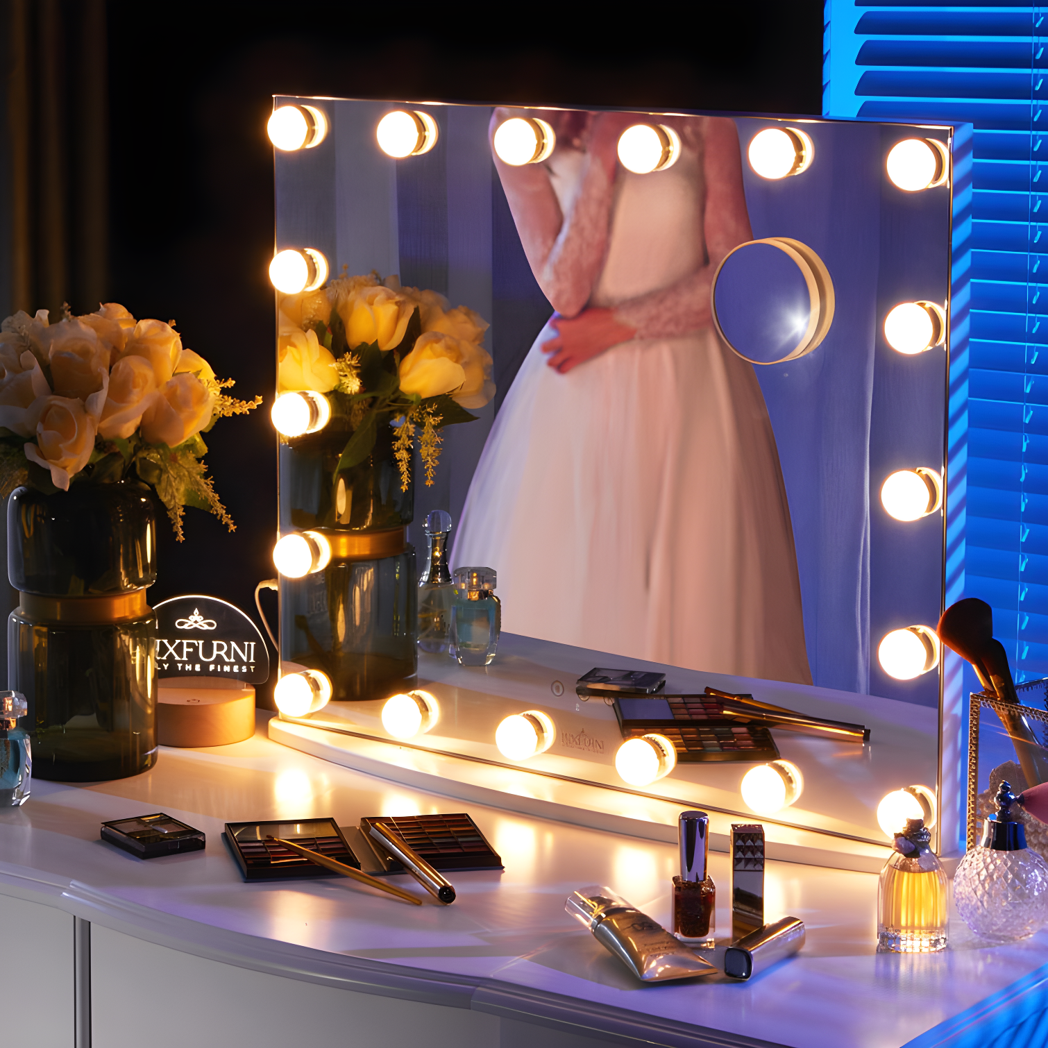 LUXFURNI Flat LED Floor Mirror
