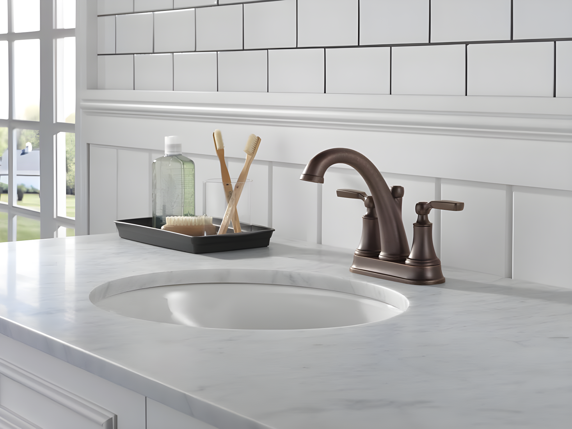 Woodhurst Centerset Bathroom Faucet with Drain Assembly