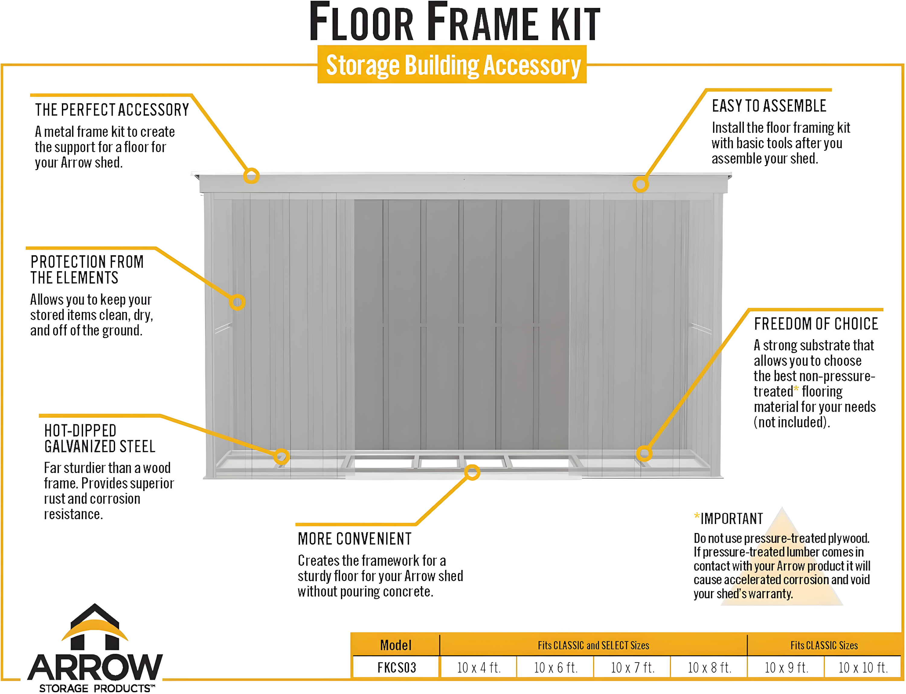 Arrow Arrow Rust Resistant Steel Flooring Kit