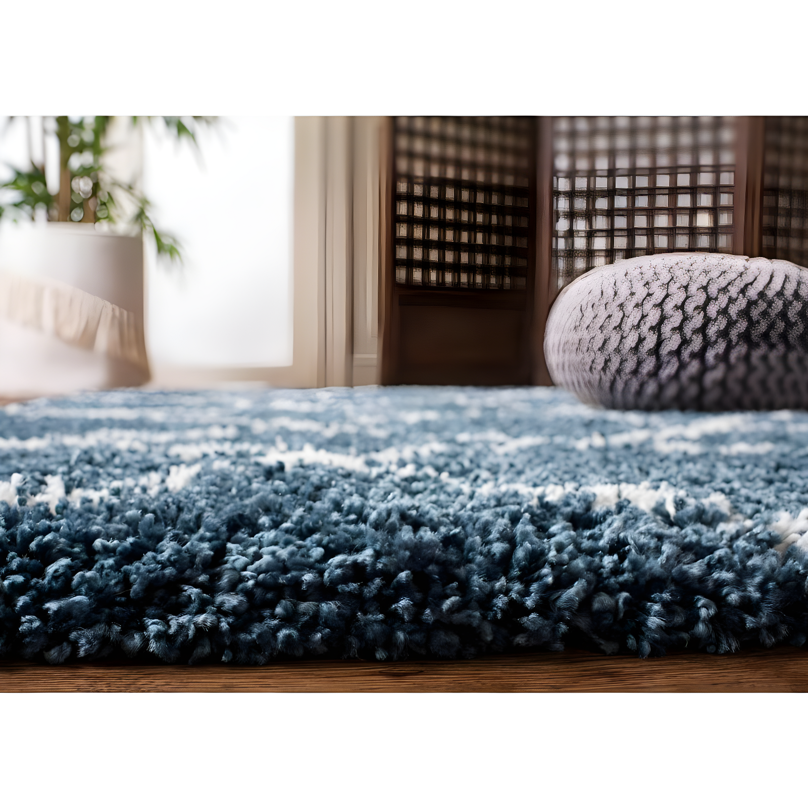 Hudson Shag SGH282 Power Loomed Indoor Area Rug - Slate Blue/Ivory - 4'x6' - Safavieh.