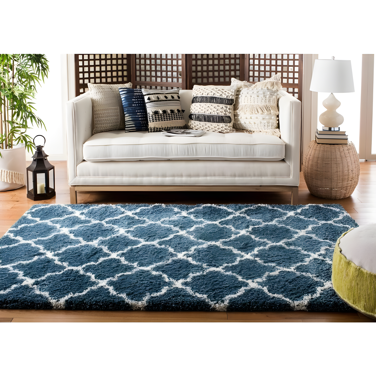 Hudson Shag SGH282 Power Loomed Indoor Area Rug - Slate Blue/Ivory - 4'x6' - Safavieh.