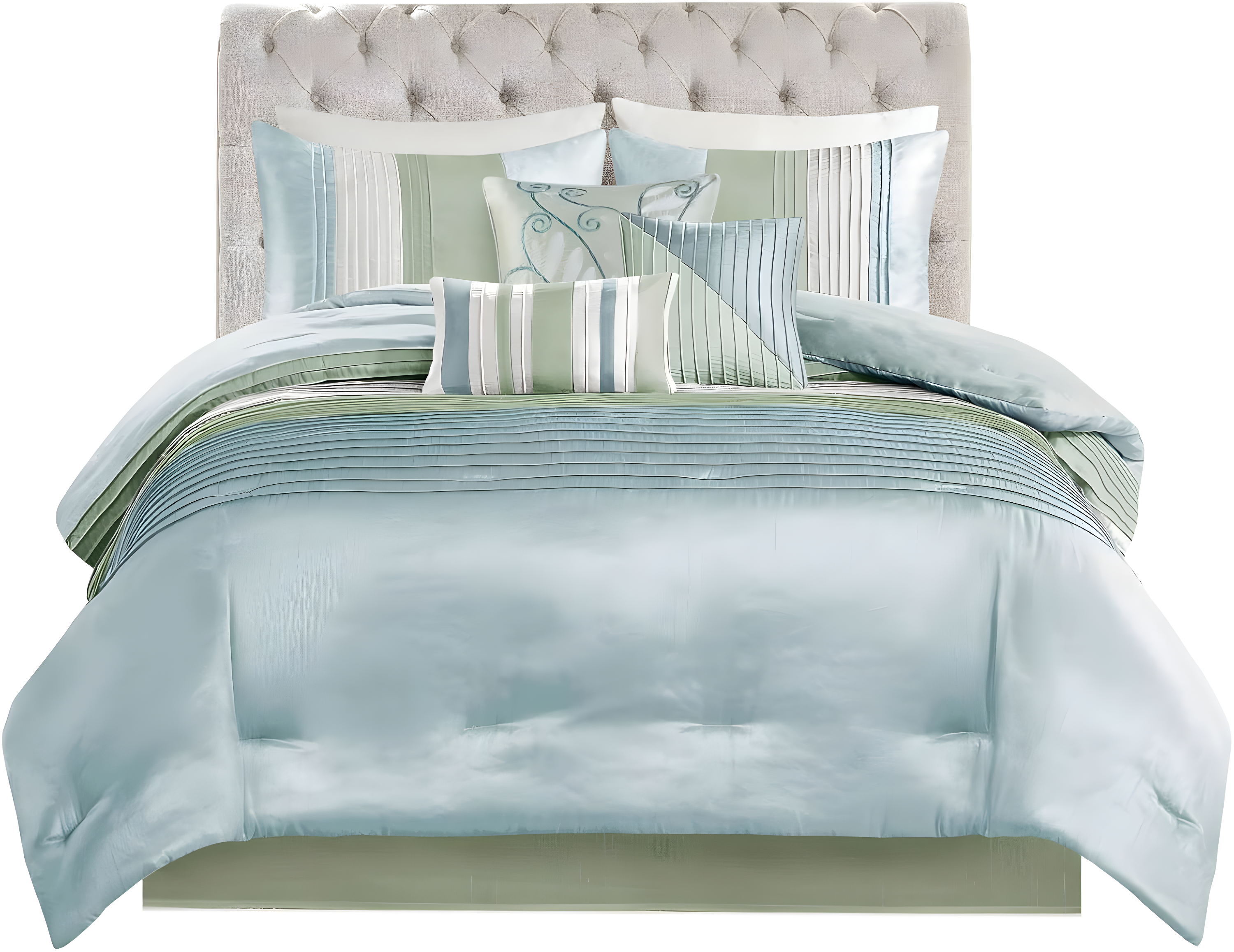 Madison Park Amherst 7 Piece Striped and Pleated Comforter Set