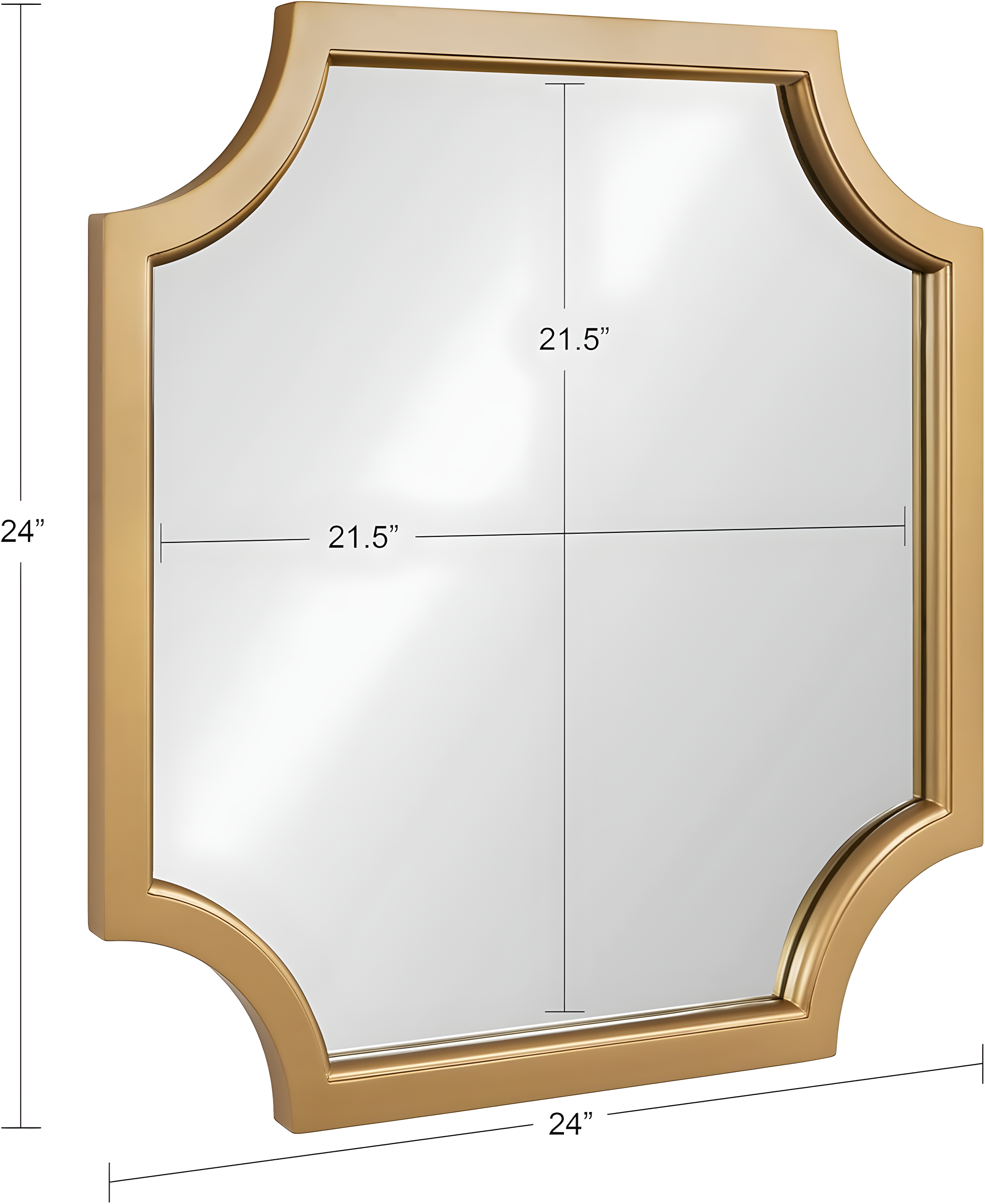 Kate & Laurel All Things Decor 24"x24" Hogan Framed Scallop Wall Mirror Gold: Modern Square No Assembly Required