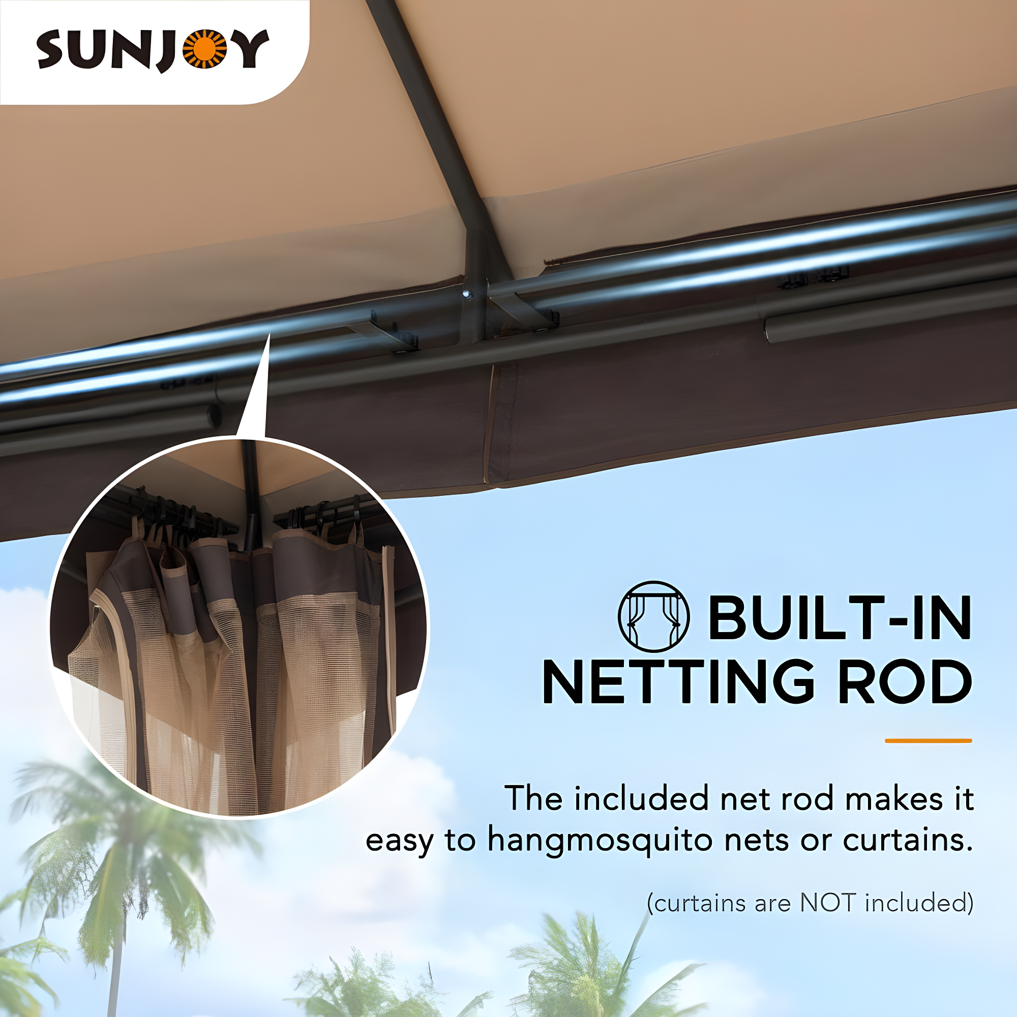 Sunjoy 2 Tone Striped 10.5 x 13 ft. 2 Tier Fabric Topped Steel Gazebo