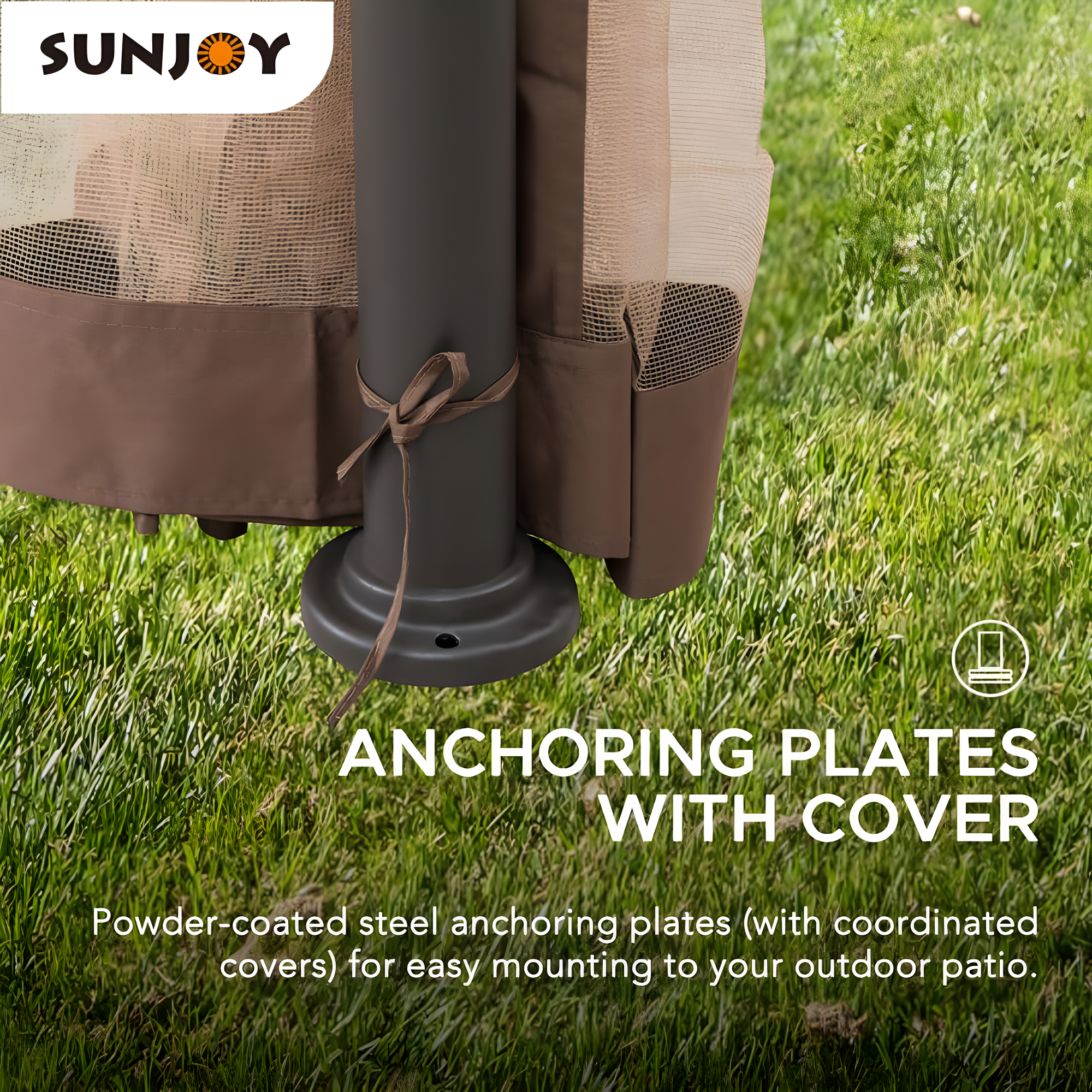 Sunjoy 2 Tone Striped 10.5 x 13 ft. 2 Tier Fabric Topped Steel Gazebo