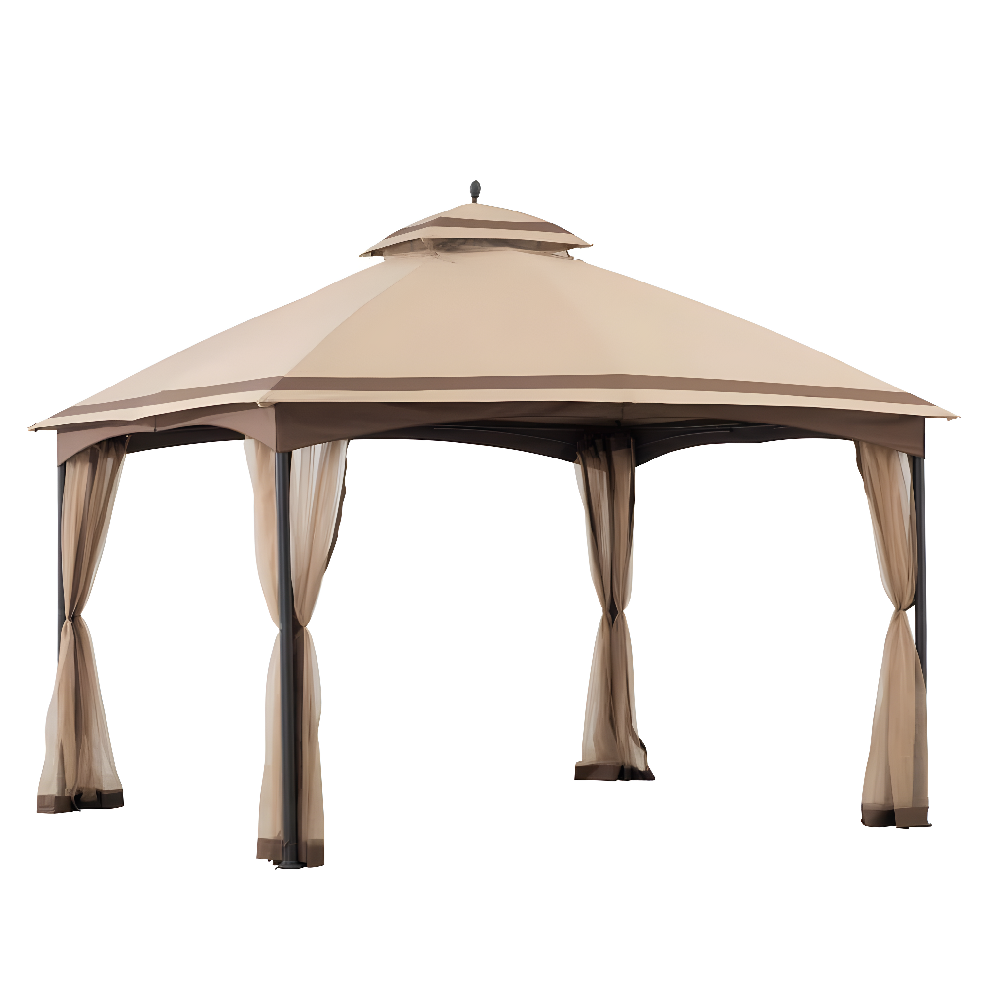 Sunjoy 2 Tone Striped 10.5 x 13 ft. 2 Tier Fabric Topped Steel Gazebo