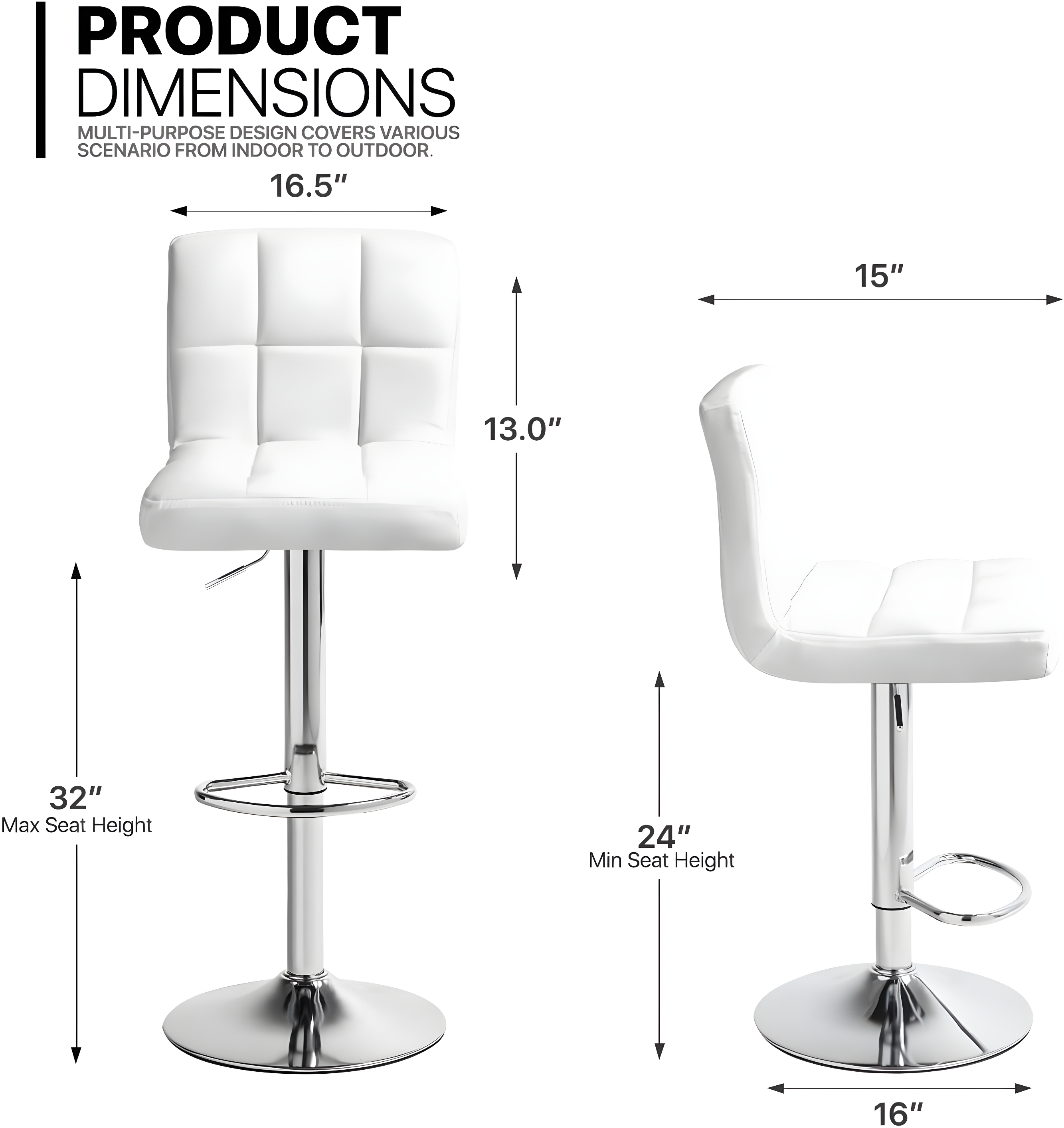 Bar Stools 1 Set Of 2, Counter Height Bar Stools, Square Cushion Bar Stools With Back, Footstool, Cafe, 2 Pieces