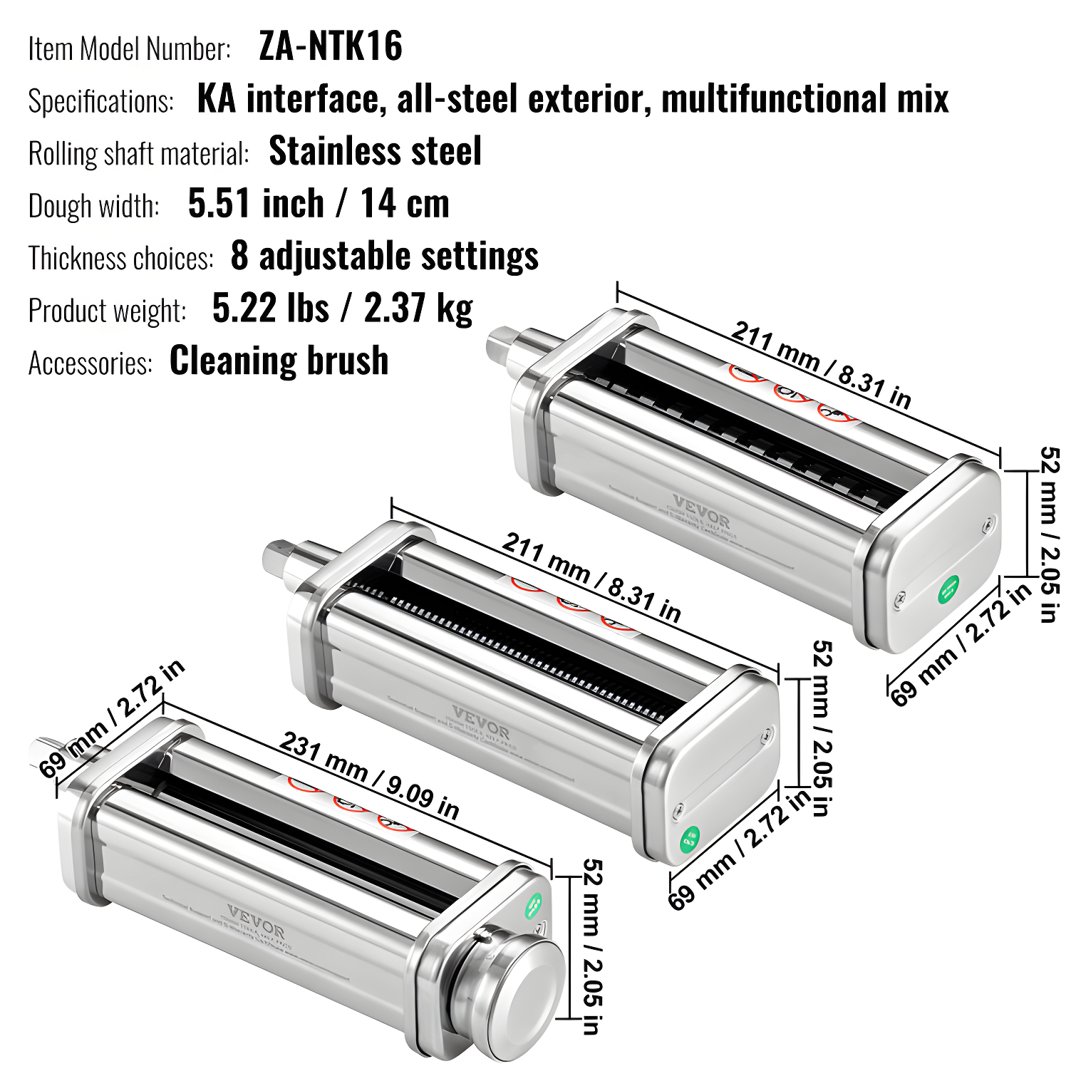 VEVOR VEVOR Pasta Maker Attachment (Set of 3)