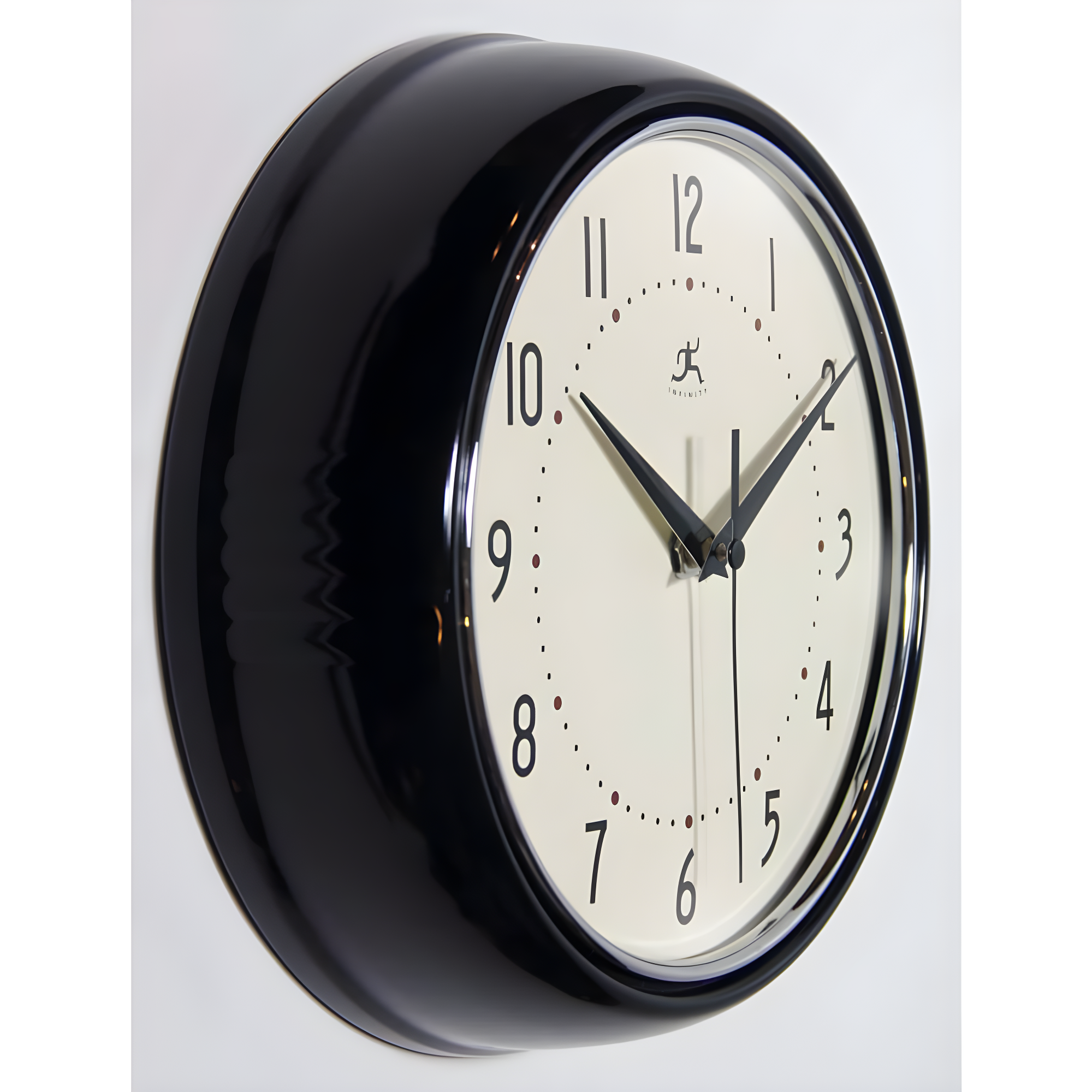 9.5" Retro Metal Wall Clock Black - Infinity Instruments