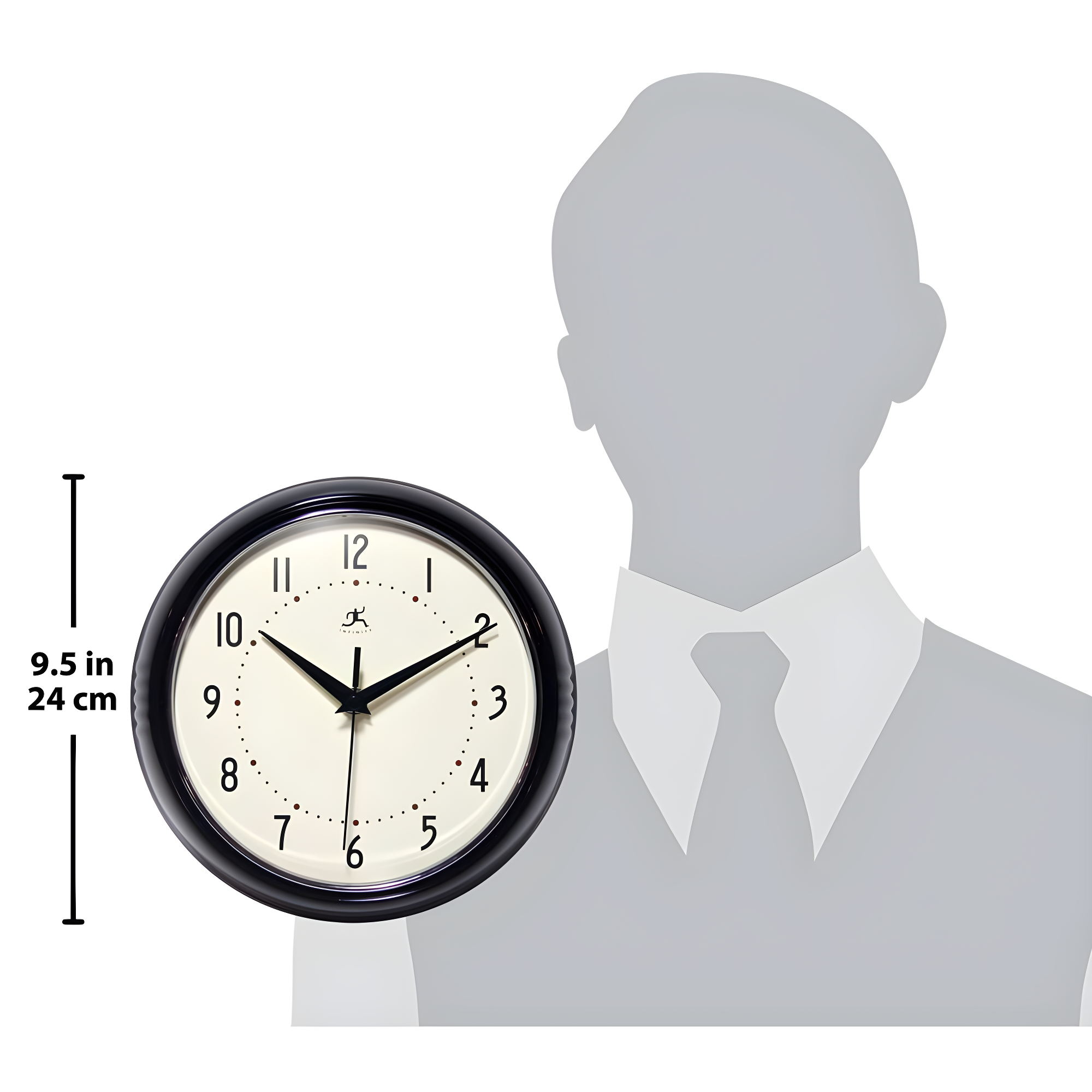 9.5" Retro Metal Wall Clock Black - Infinity Instruments