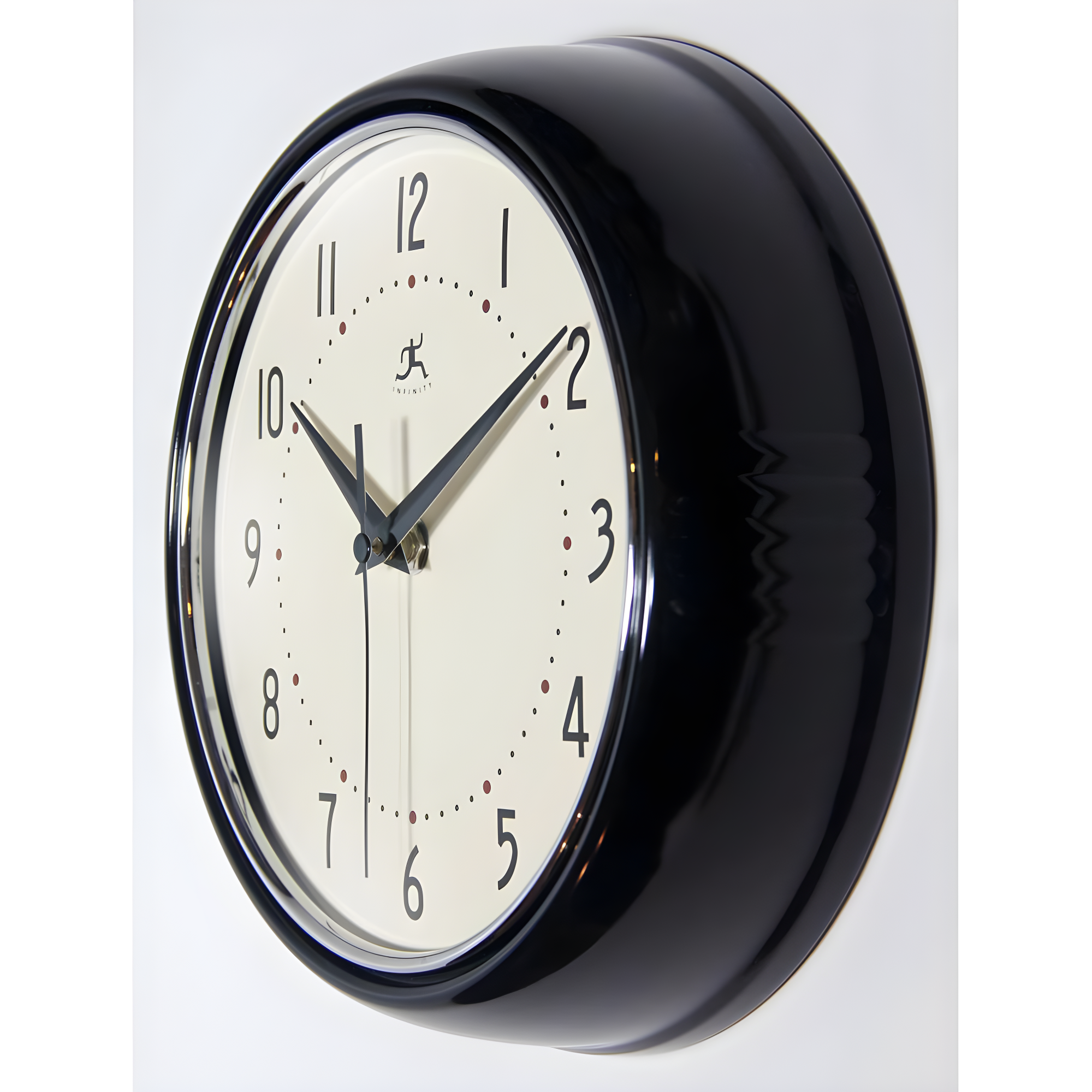9.5" Retro Metal Wall Clock Black - Infinity Instruments