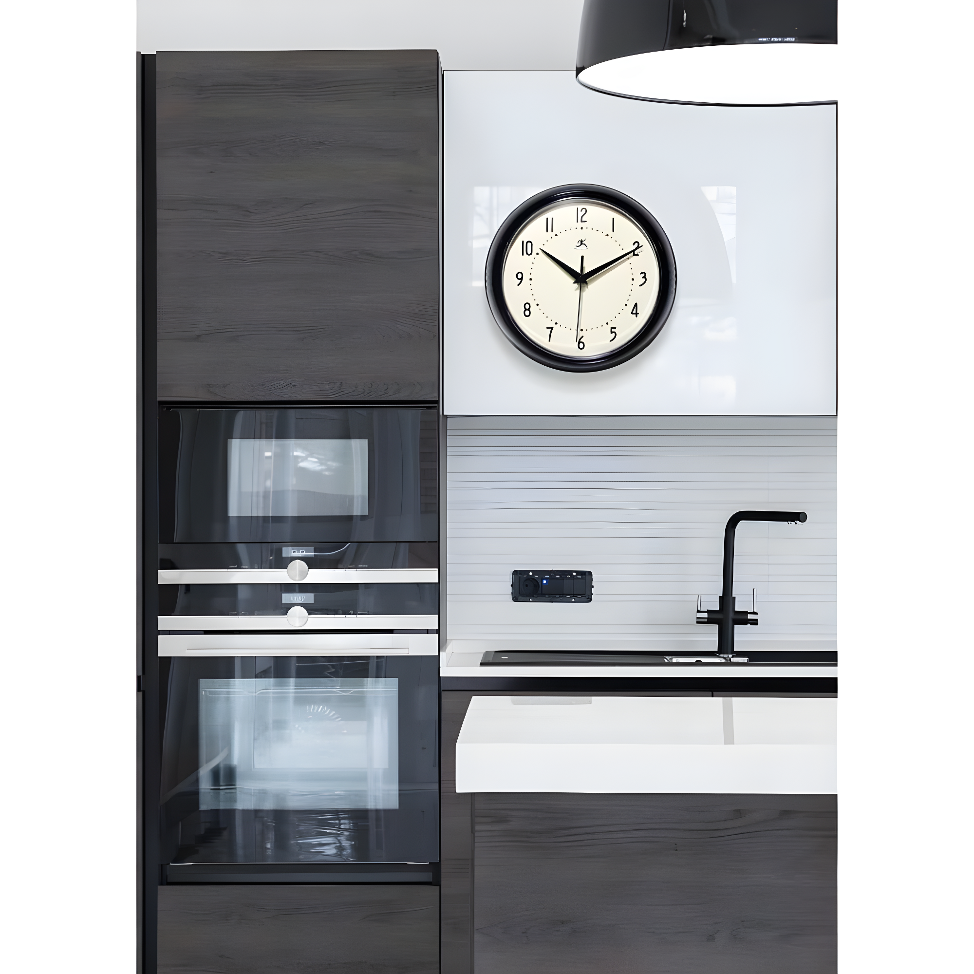 9.5" Retro Metal Wall Clock Black - Infinity Instruments