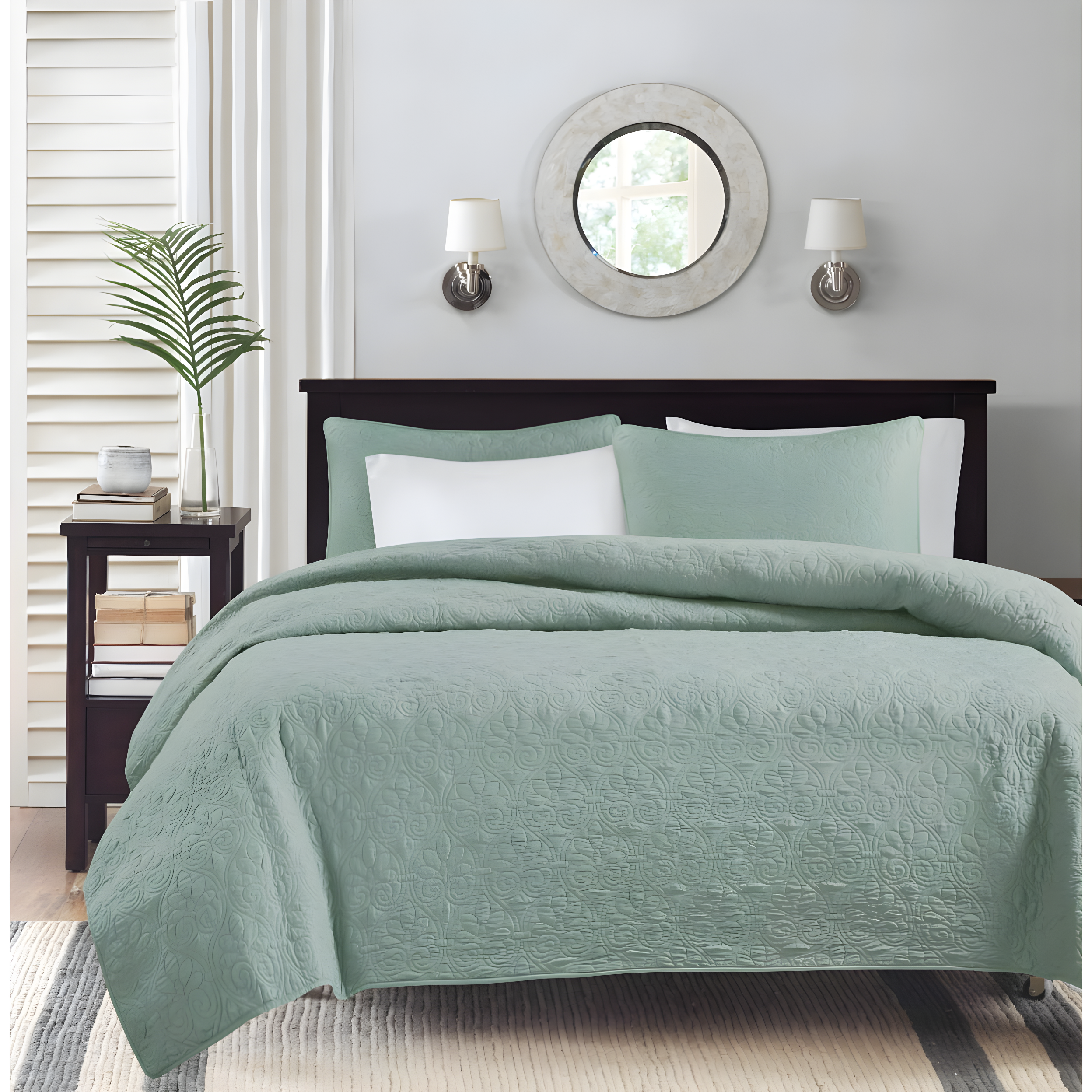 Madison Park 3pc King/California King Vancouver Reversible Coverlet Set Seafoam: Includes 2 Shams