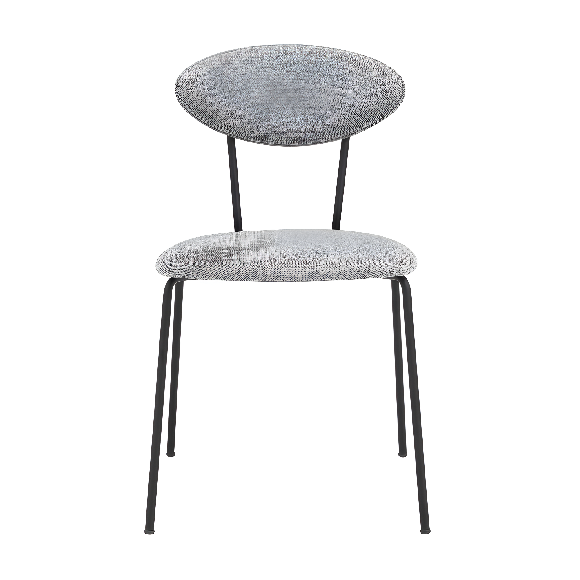 Set of 2 Neo Modern Fabric and Metal Dining Room Chairs Gray/Black - Armen Living: Contemporary, Faux Leather, Comfort Cushion
