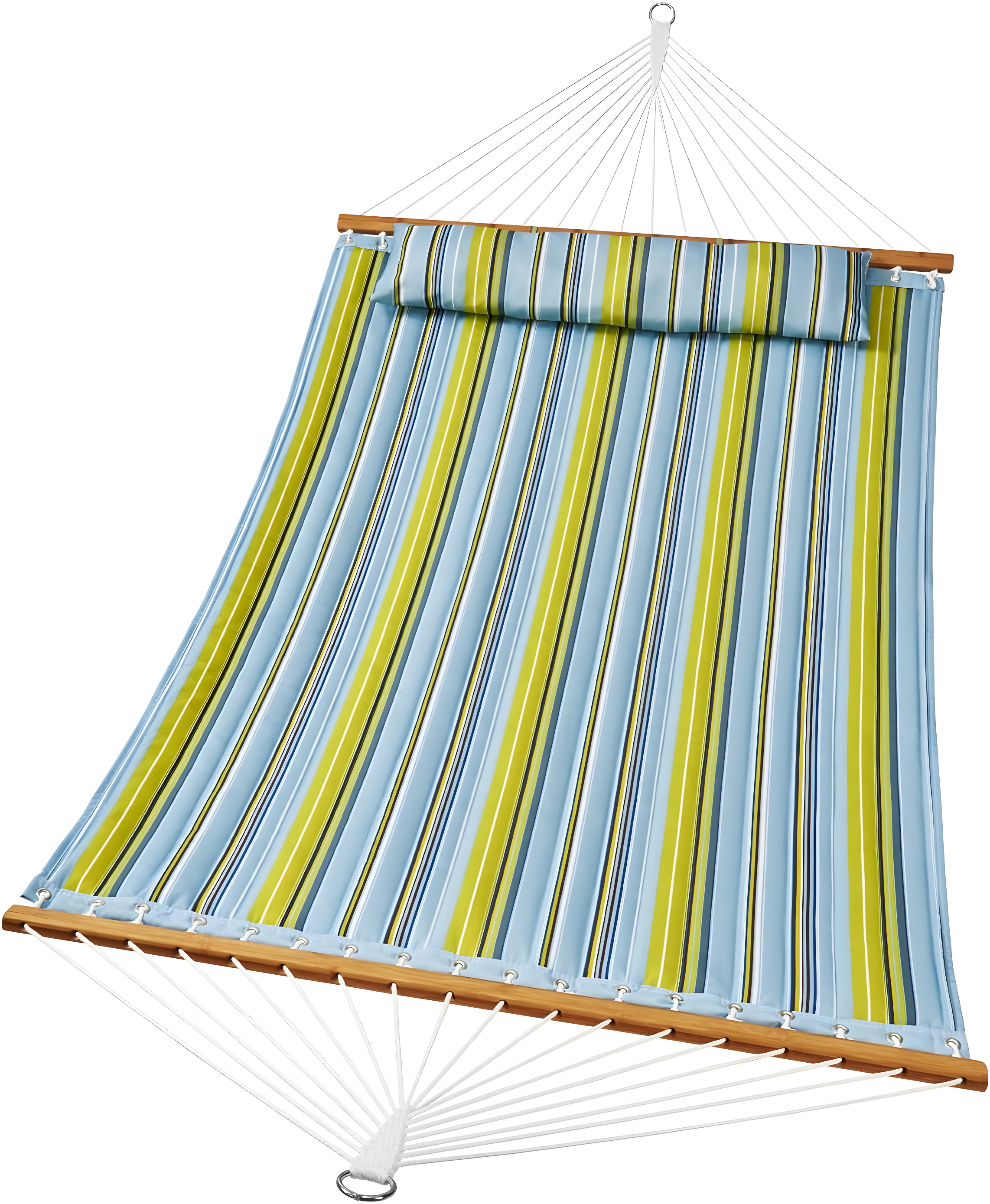 Double Quilted Fabric Hammock 12 ft. Double Hammock with Hardwood Spreader Bars 2 Person Quilted Hammock