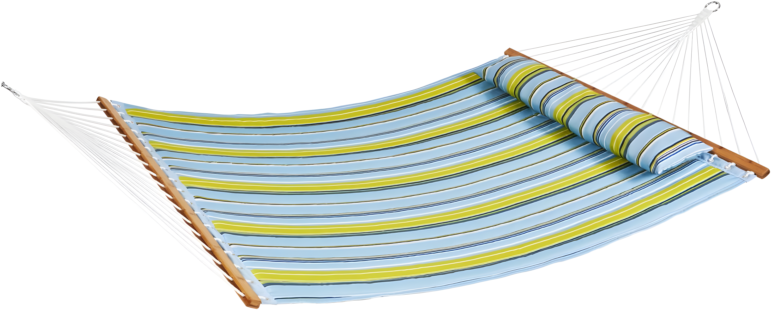 Double Quilted Fabric Hammock 12 ft. Double Hammock with Hardwood Spreader Bars 2 Person Quilted Hammock