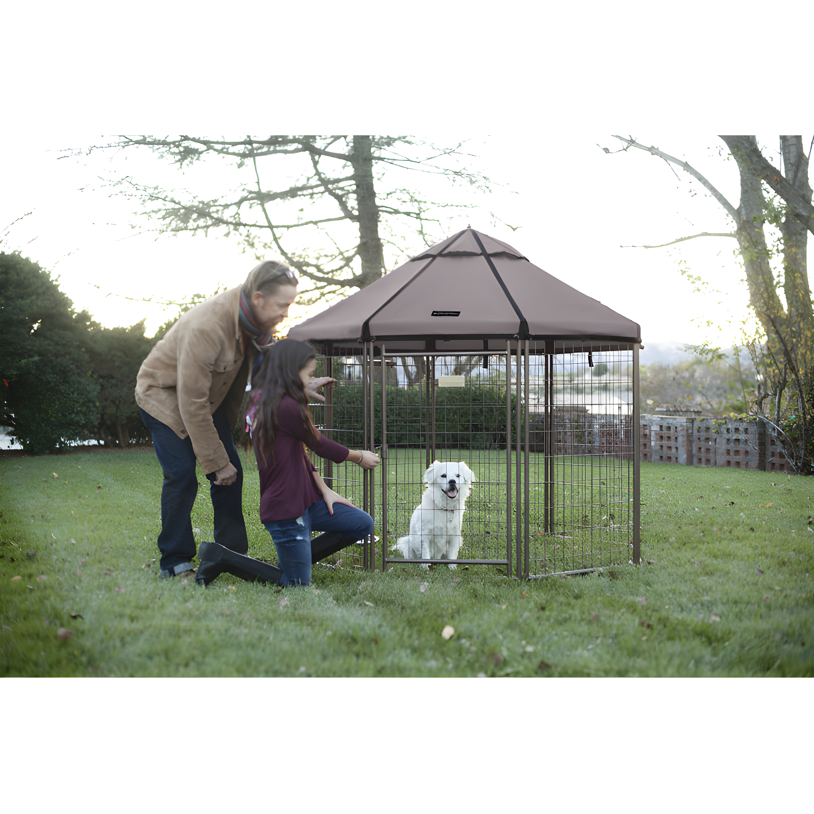 Pet Gazebo Dog Kennel Play Pen with Market Top Canopy
