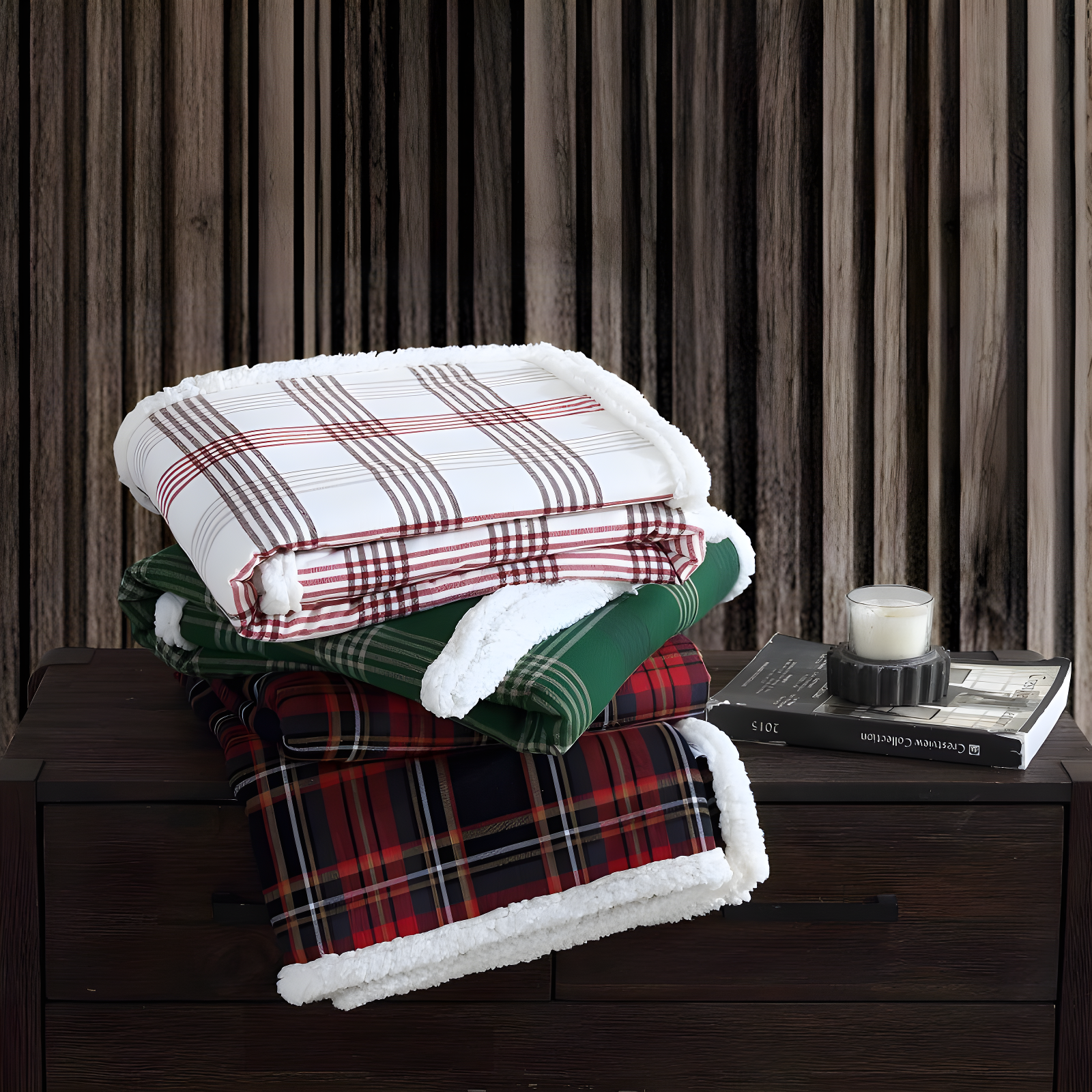 Eddie Bauer Printed Flannel/Sherpa Throw Blankets
