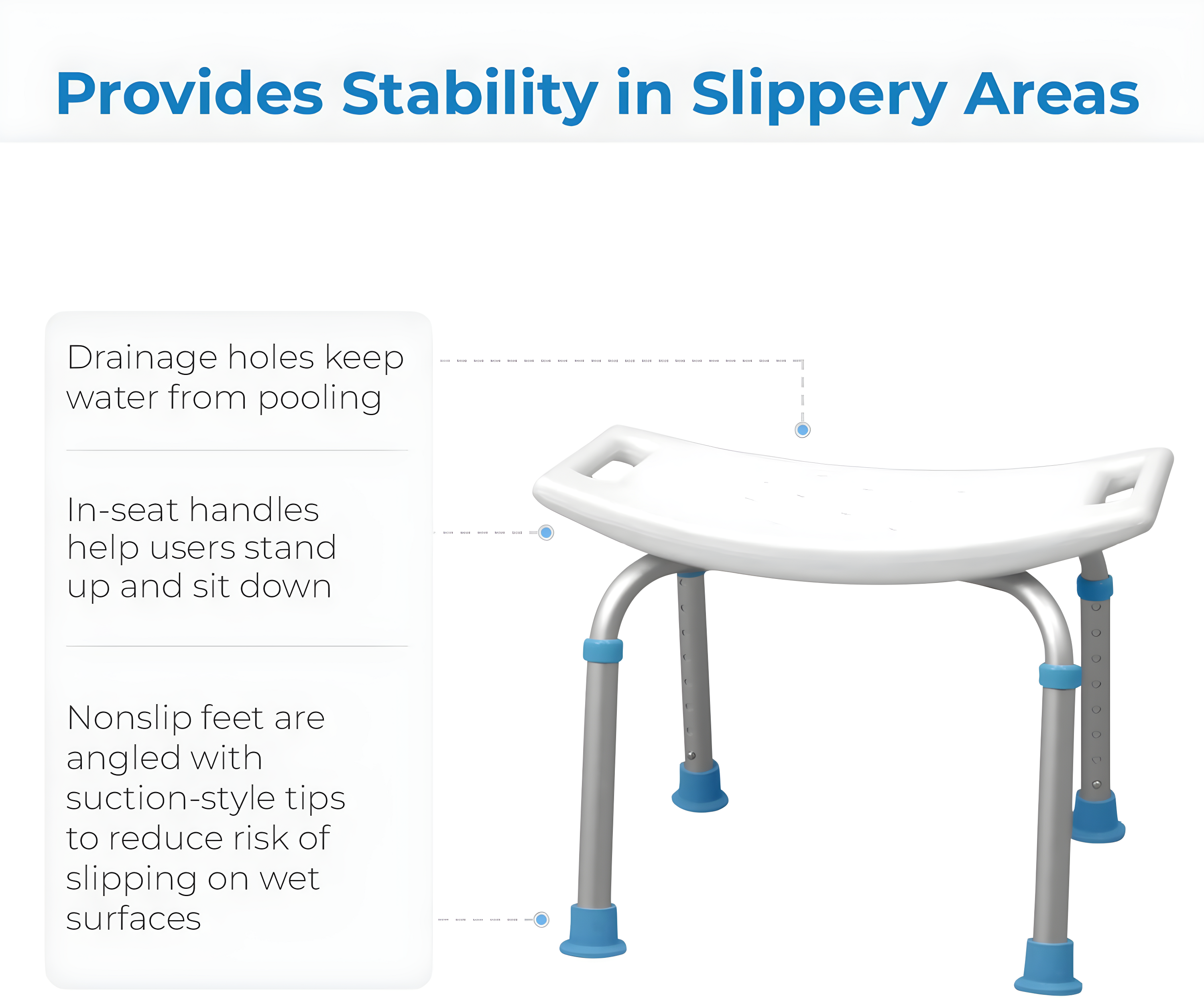 AquaSense Adjustable Bath and Shower Chair with Non-Slip Seat, White