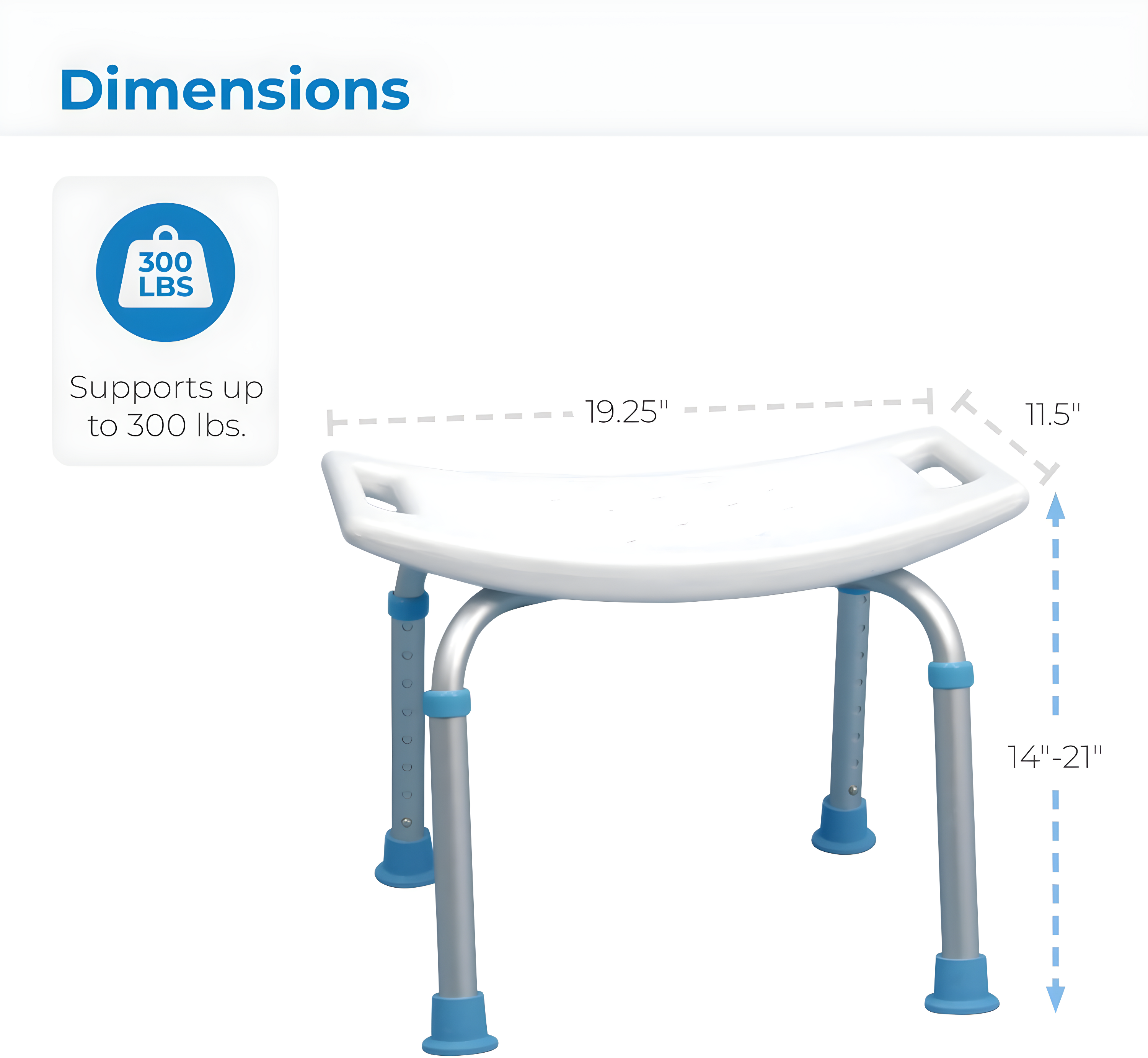 AquaSense Adjustable Bath and Shower Chair with Non-Slip Seat, White