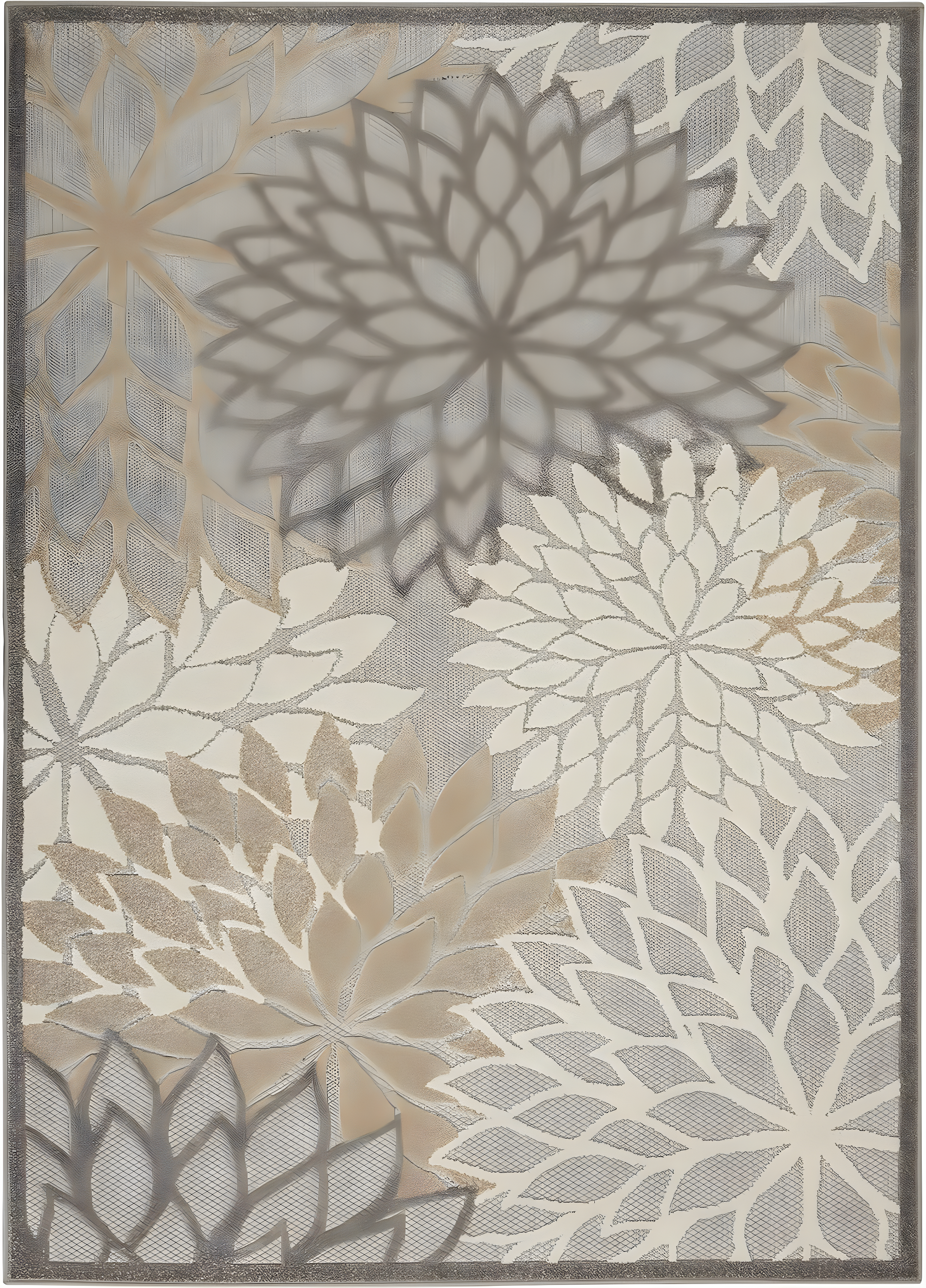 Nourison Aloha Floral Bloom Flatweave High-Low Indoor Outdoor Area Rug Natural 3'6" x 5'6"