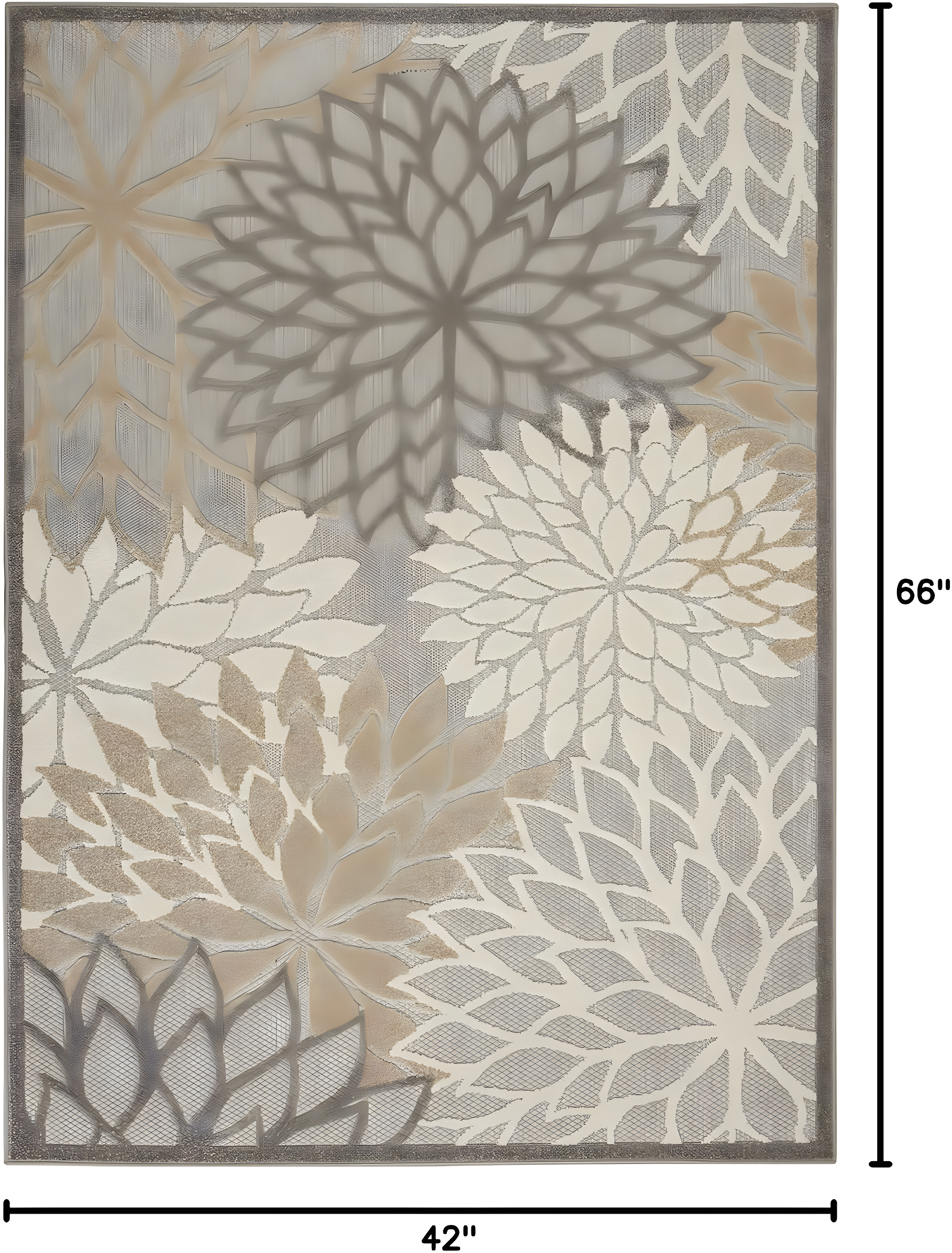Nourison Aloha Floral Bloom Flatweave High-Low Indoor Outdoor Area Rug Natural 3'6" x 5'6"