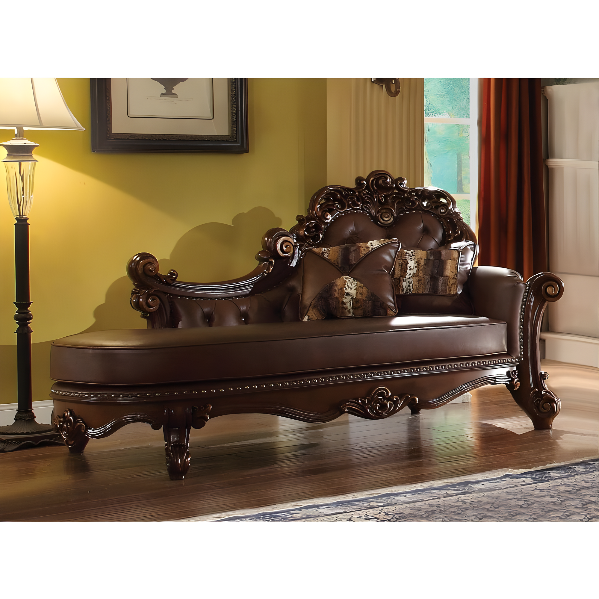Andrew Home Studio Fonzo Faux Leather Chaise Lounge