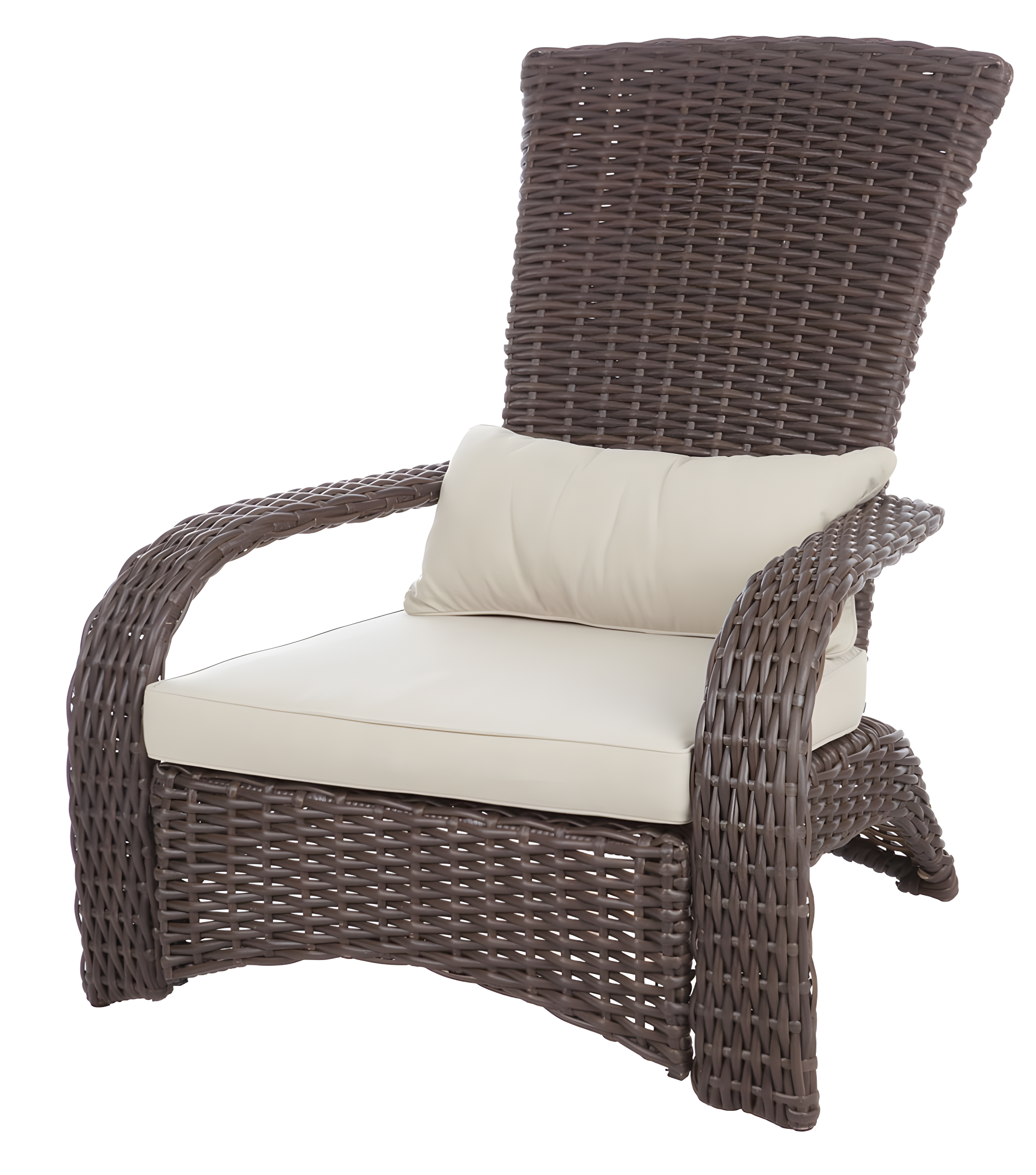 PatioSense Patio Sense Coconino Wicker Lounge Chair, Adirondack Style Includes 3" Thick Beige Cushion & Lumbar Pillow