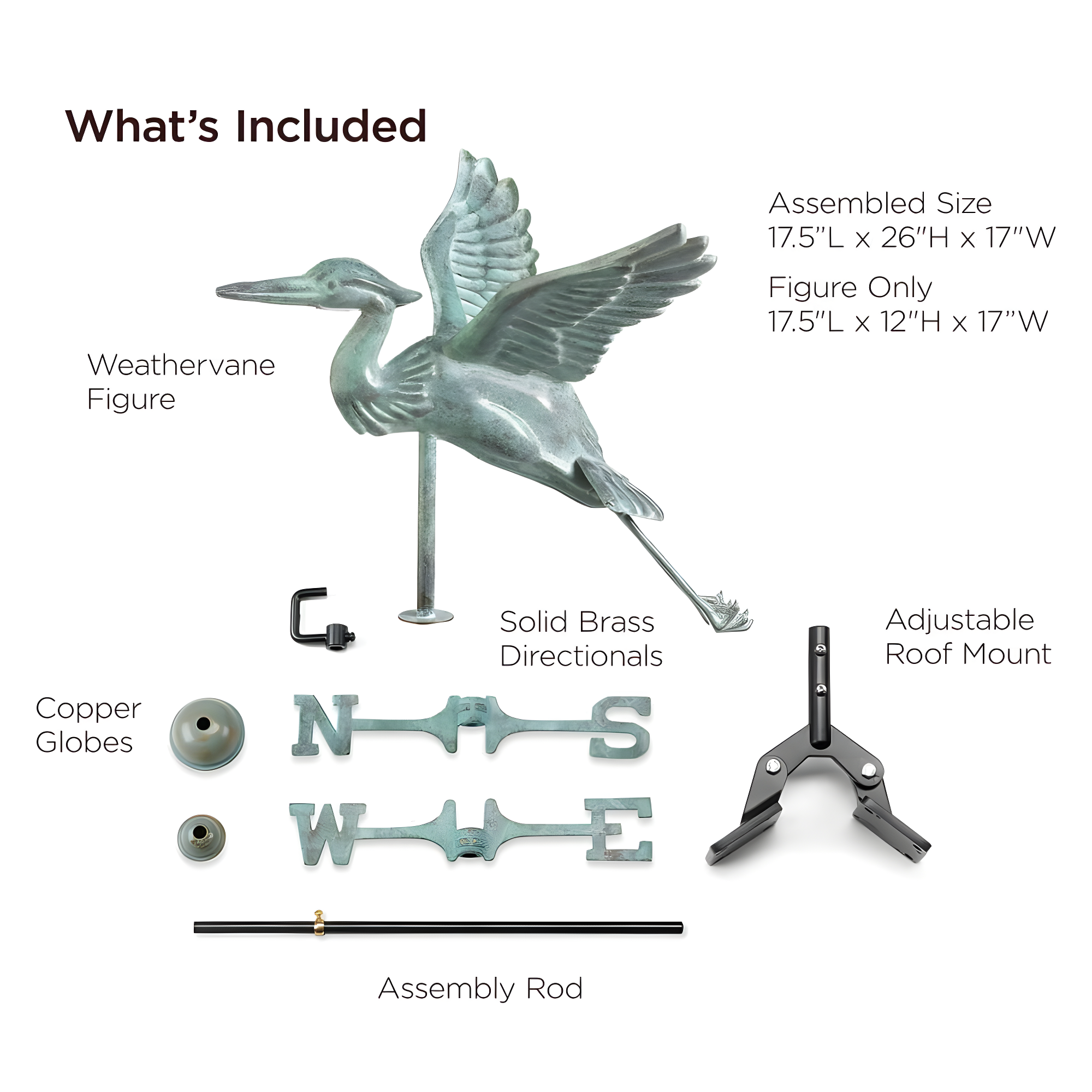 Good Directions Heron 26'' H Metal Animals Weathervane