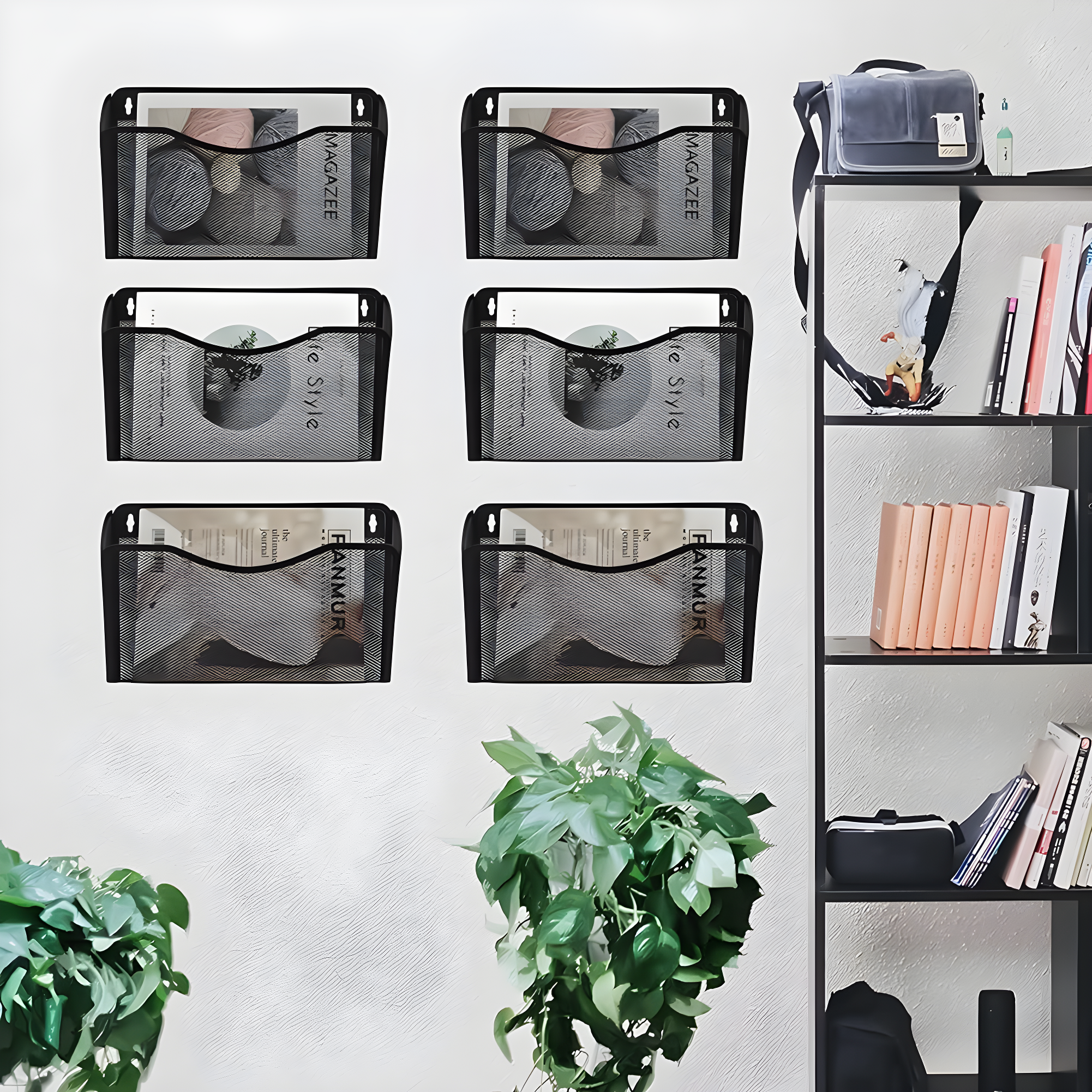 Mesh 3 Pack Wall Mounted File Holder Metal Hanging Vertical Wall File Pocket Organizer for Office and Home, Black