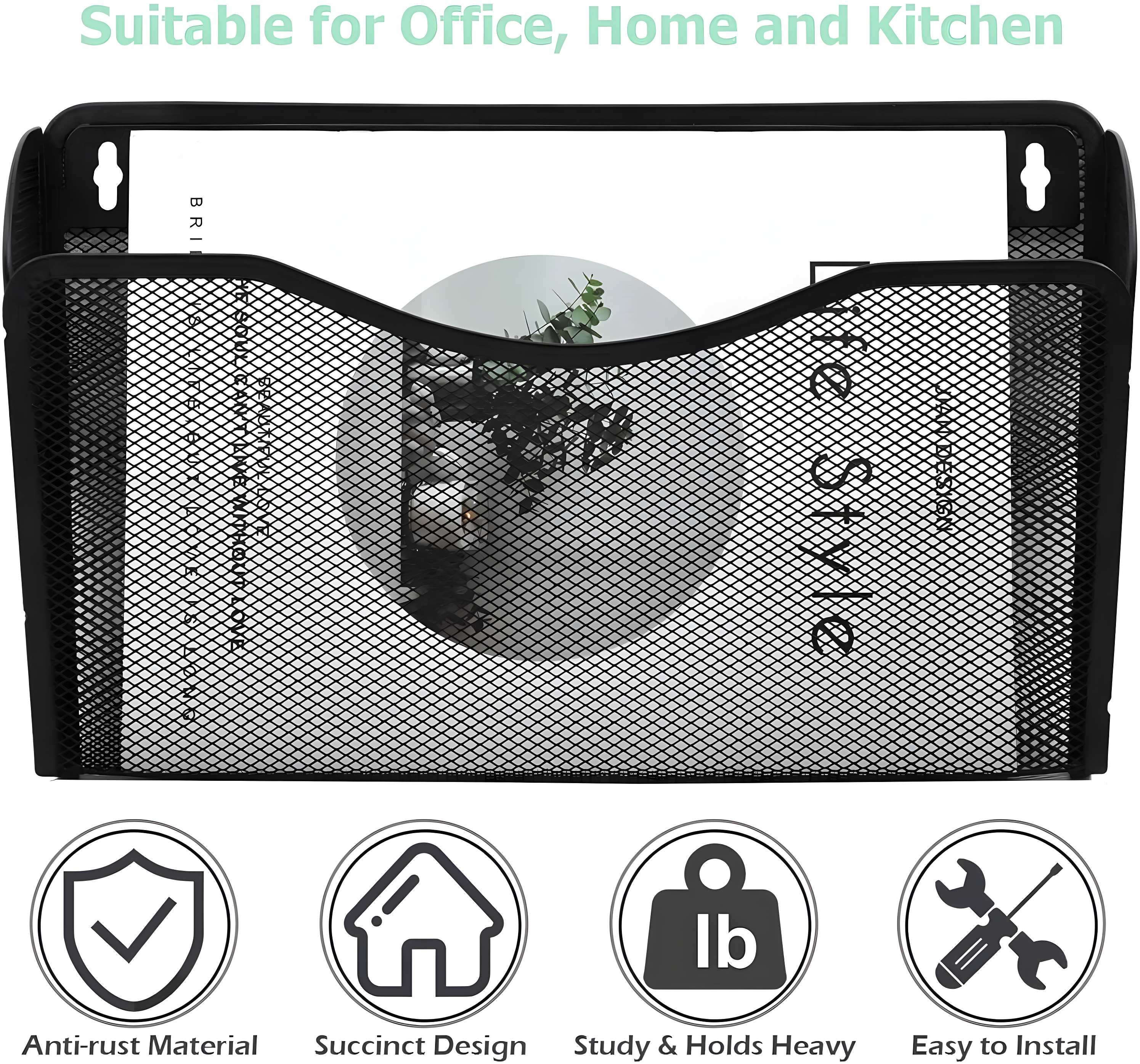 Mesh 3 Pack Wall Mounted File Holder Metal Hanging Vertical Wall File Pocket Organizer for Office and Home, Black