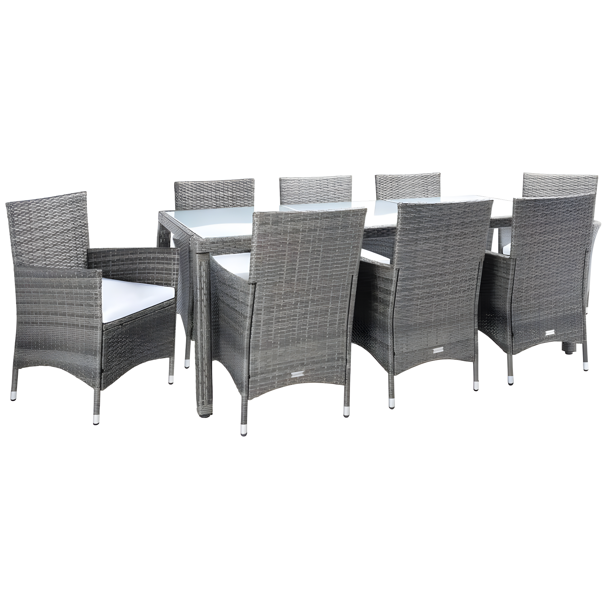 Safavieh Hailee 8 - Person Wicker Patio Dining Set with Rectangular Table , Cushions Included