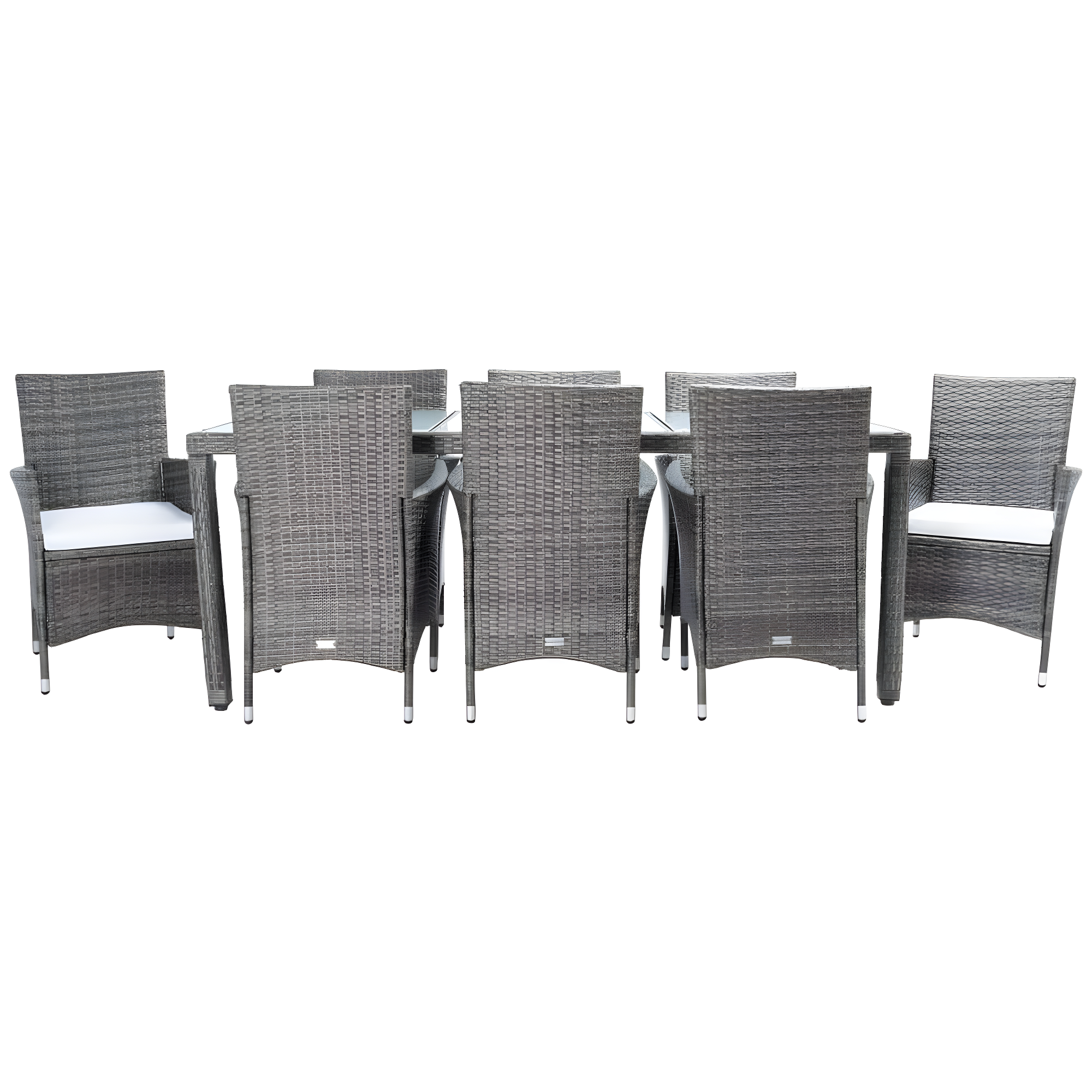 Safavieh Hailee 8 - Person Wicker Patio Dining Set with Rectangular Table , Cushions Included