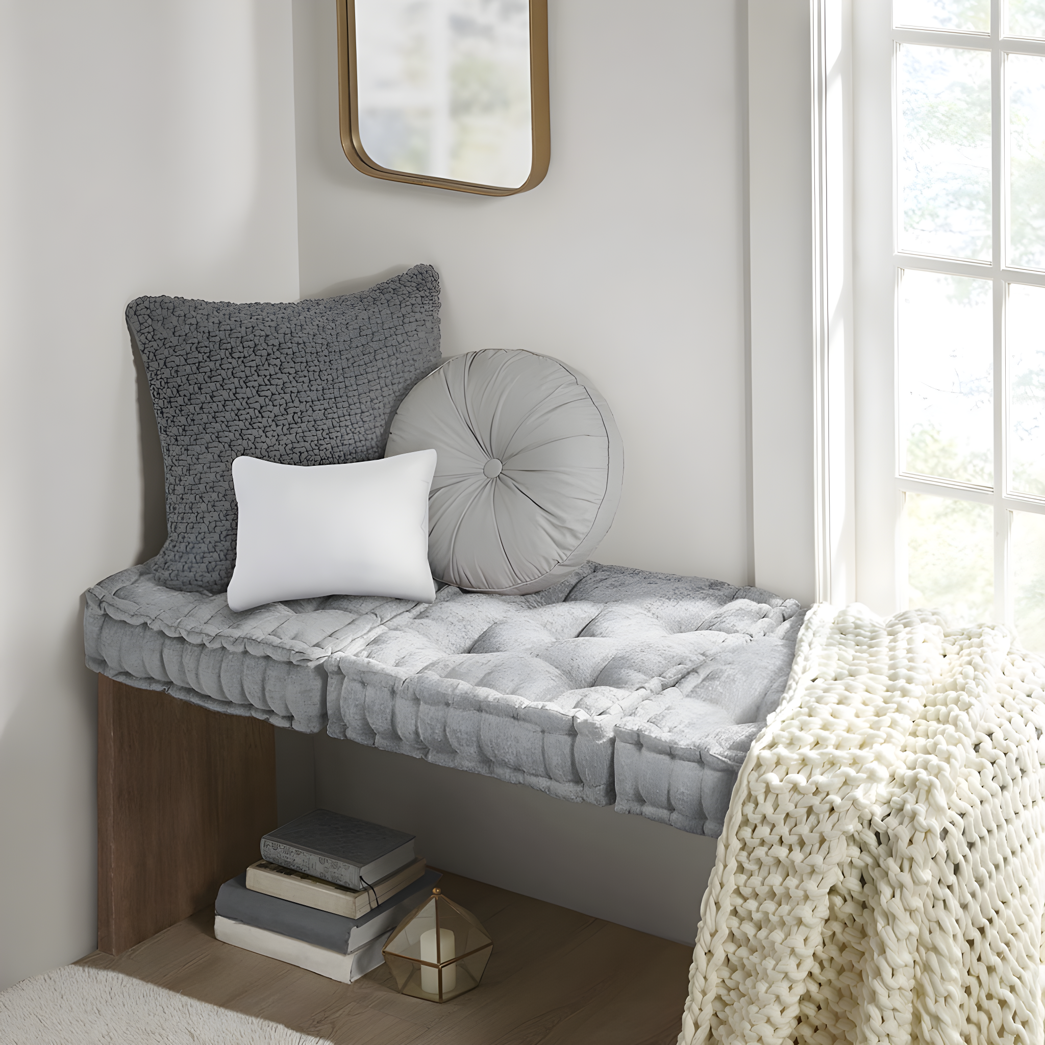 Intelligent Design Azza Poly Chenille Square Floor Pillow Cushion