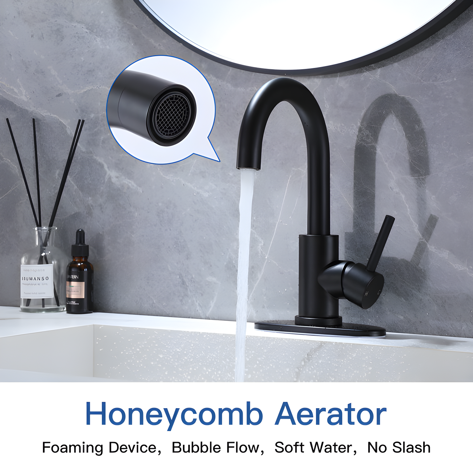 VIBRANTBATH Single-Hole Single-handle Bathroom Faucet 6025-Black