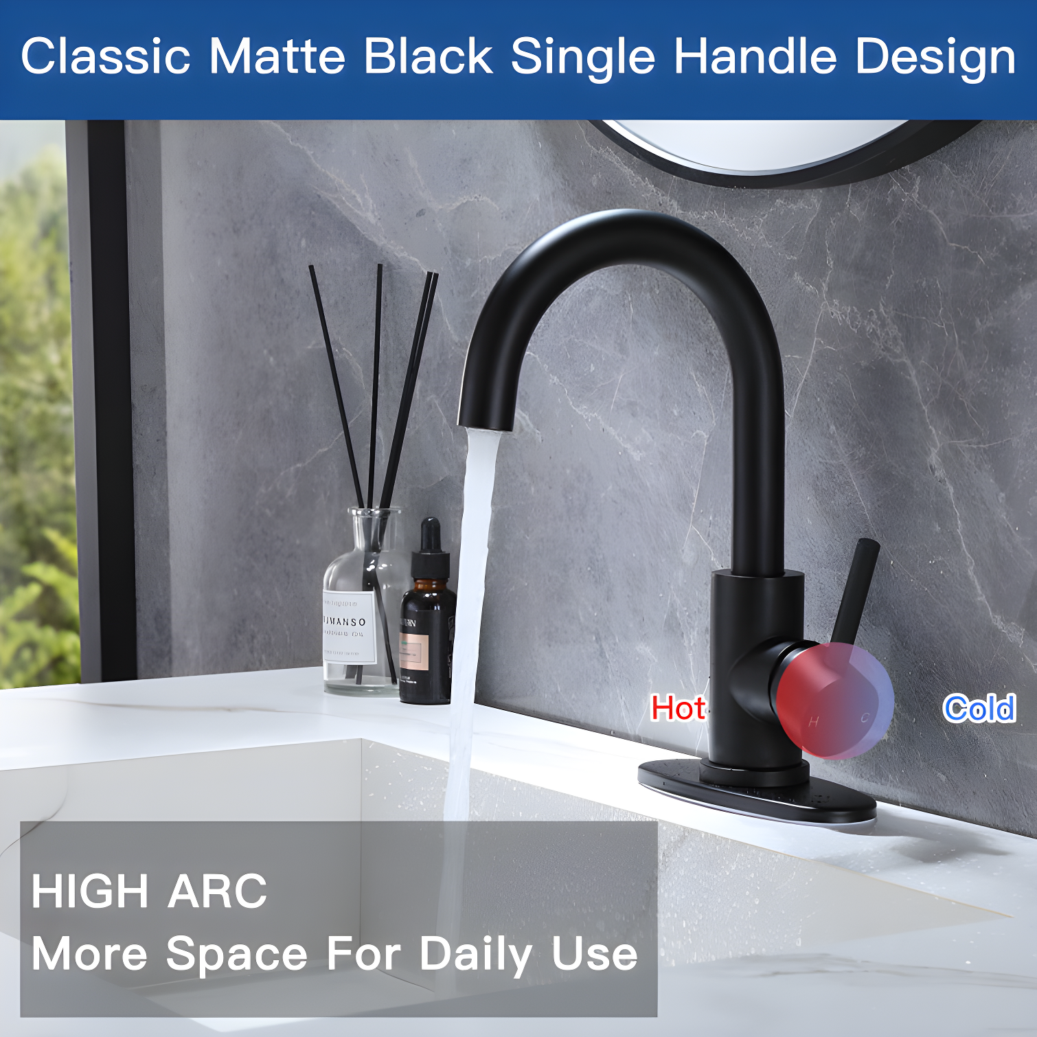 VIBRANTBATH Single-Hole Single-handle Bathroom Faucet 6025-Black