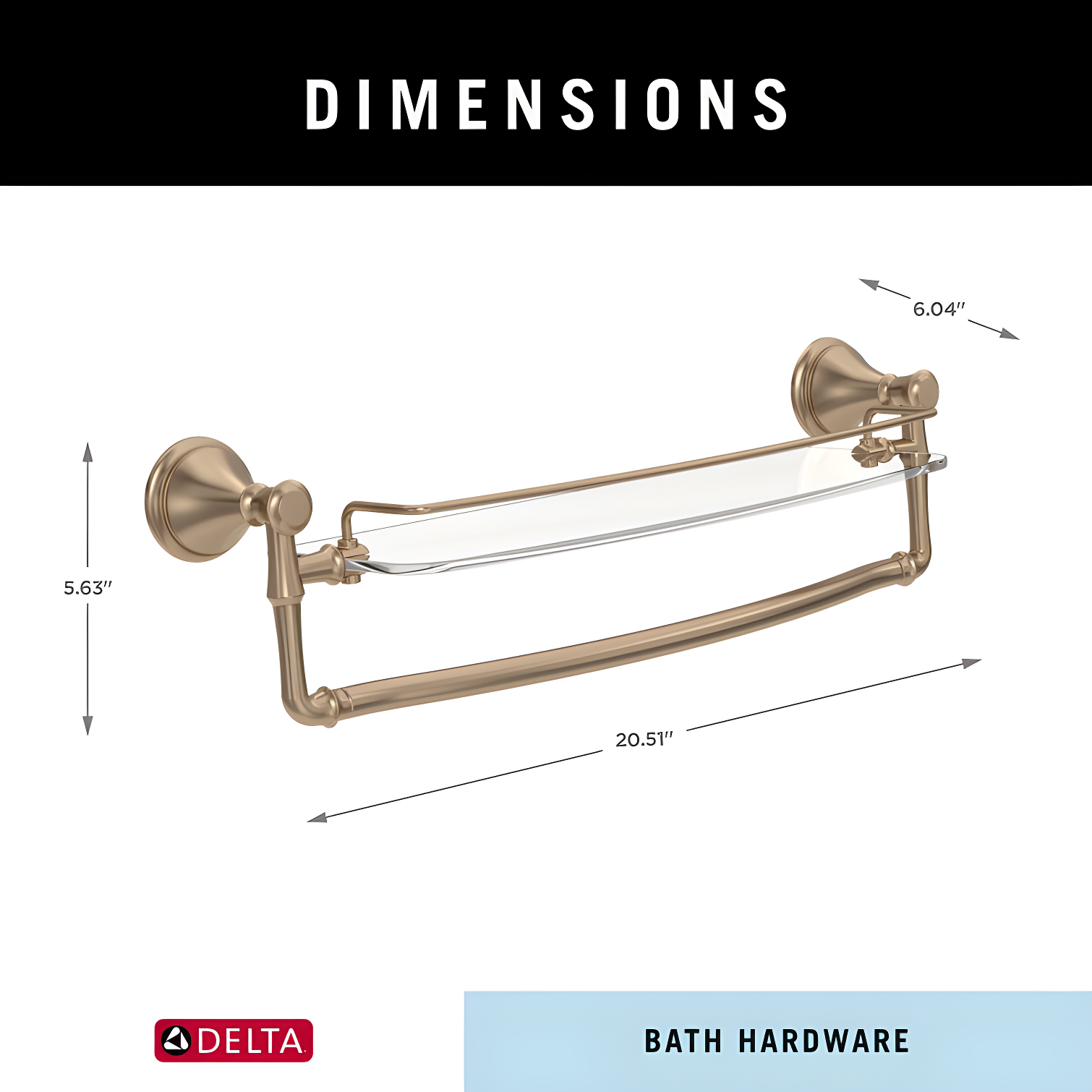 Delta Cassidy 18 in. Glass Shelf with Towel Bar